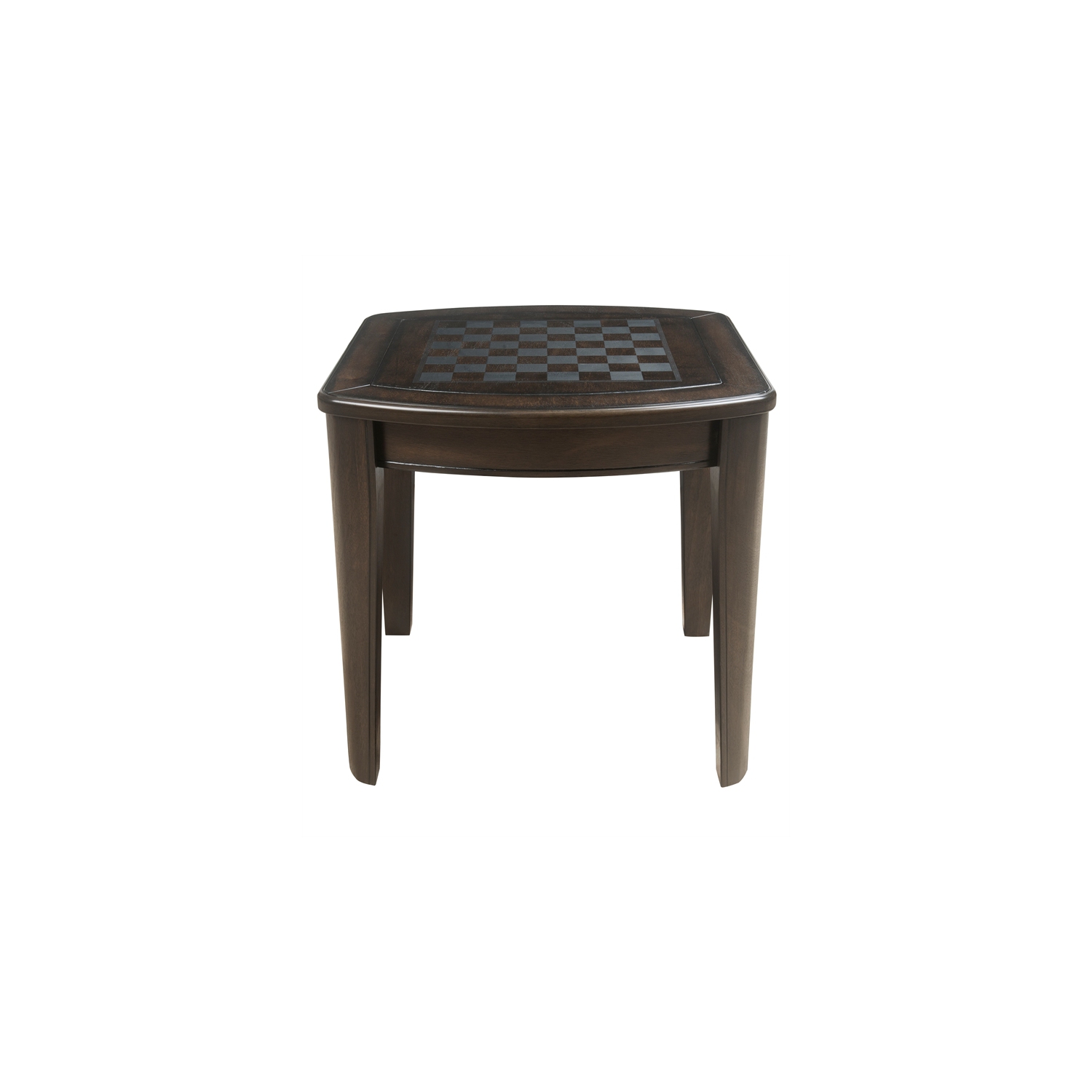 Diletta Dark Walnut Wood Game End Table with Chessboard