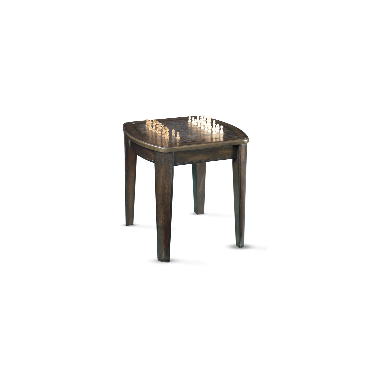 Diletta Dark Walnut Wood Game End Table with Chessboard