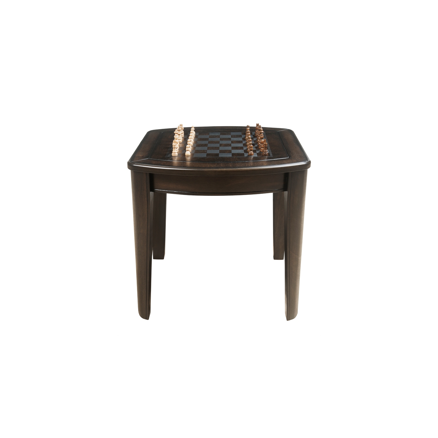 Diletta Dark Walnut Wood Game End Table with Chessboard