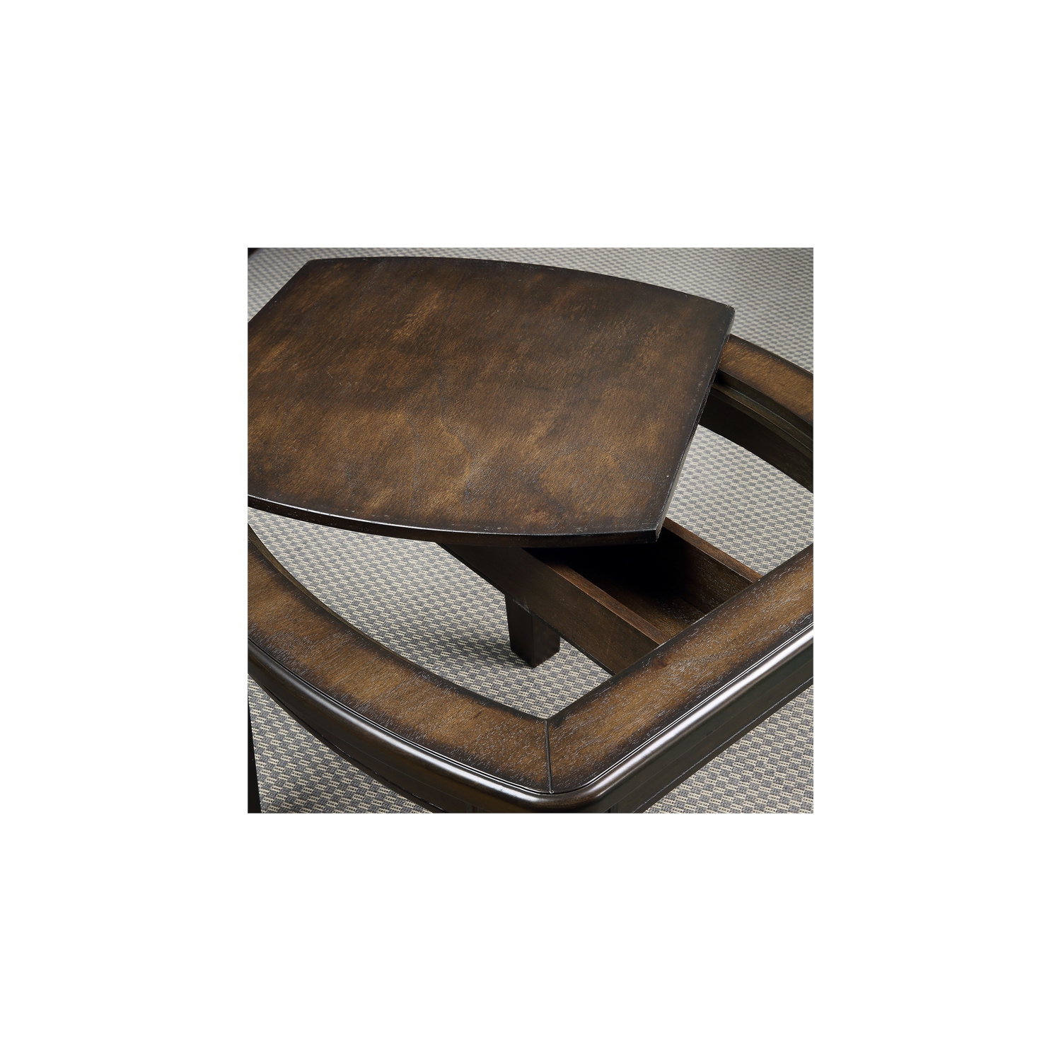 Diletta Dark Walnut Wood Game End Table with Chessboard