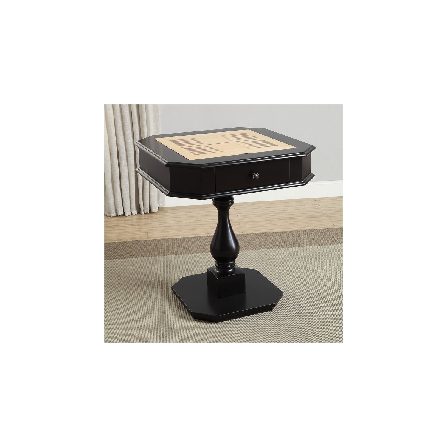Table de jeu contemporaine en bois Bowery Hill, fini noir