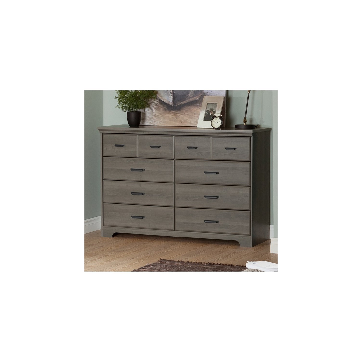 South Shore Versa 8 Drawer Dresser in Gray Maple