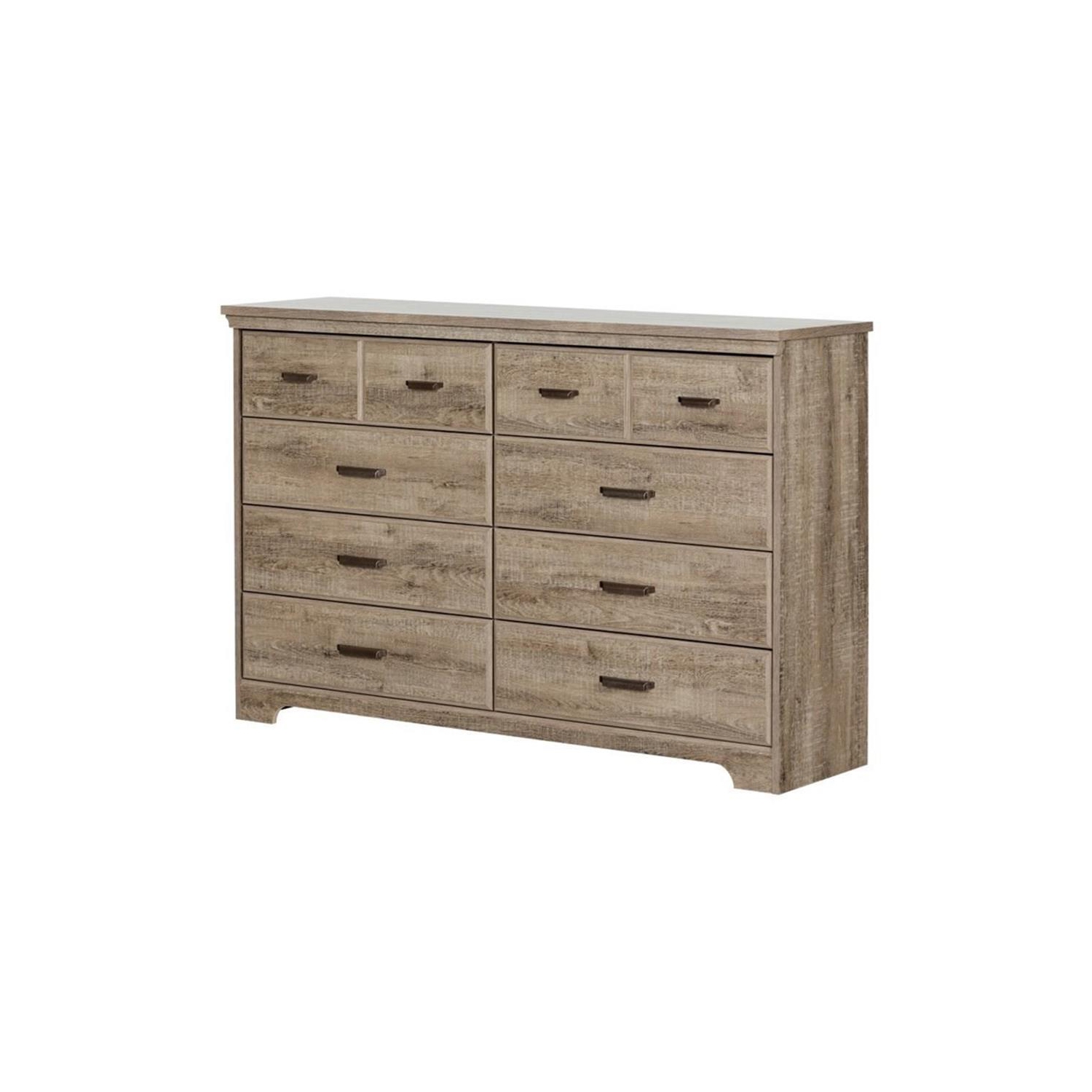 South Shore – Commode à 8 tiroirs Versa, chêne vieilli