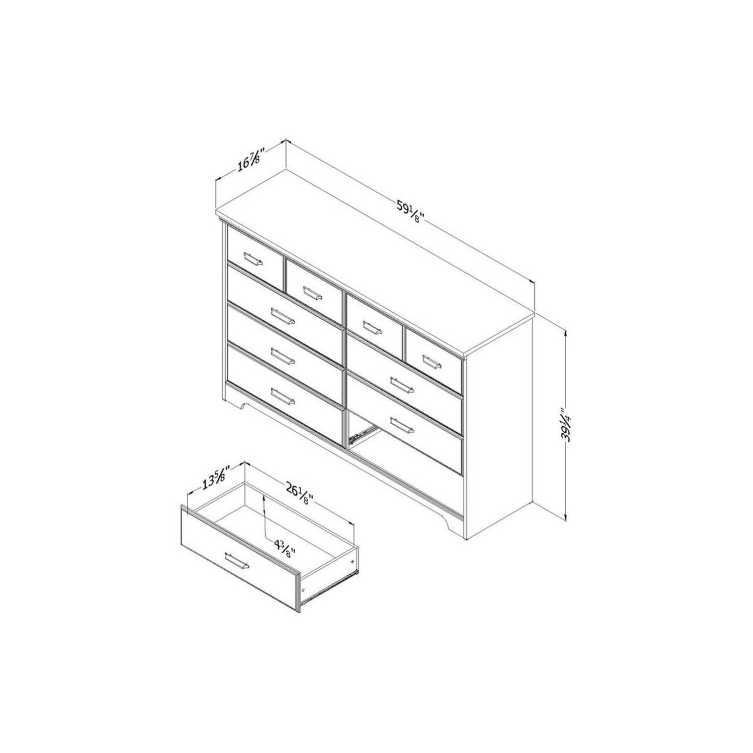 South Shore – Commode à 8 tiroirs Versa, chêne vieilli