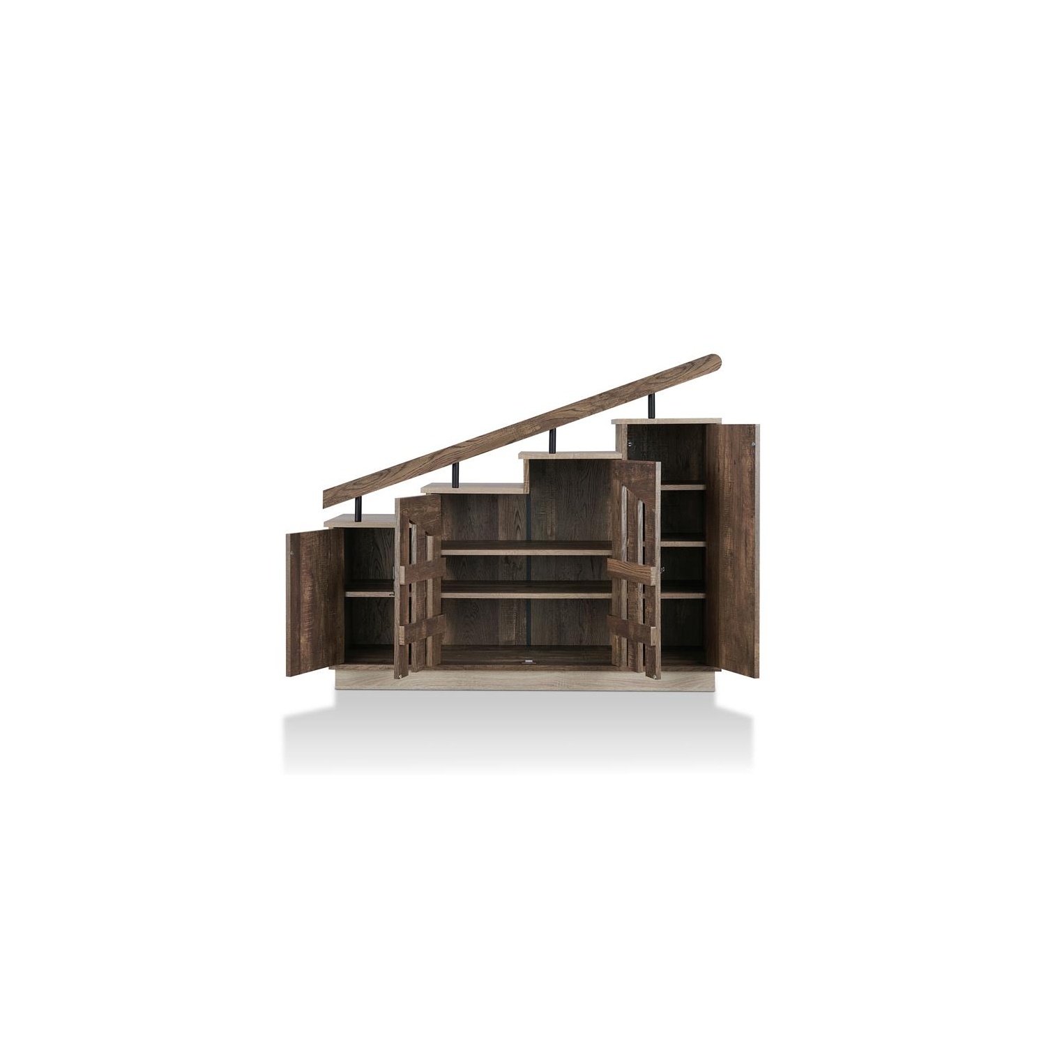 Furniture of America Barstead Wood Staircase Shoe Cabinet in Reclaimed Oak