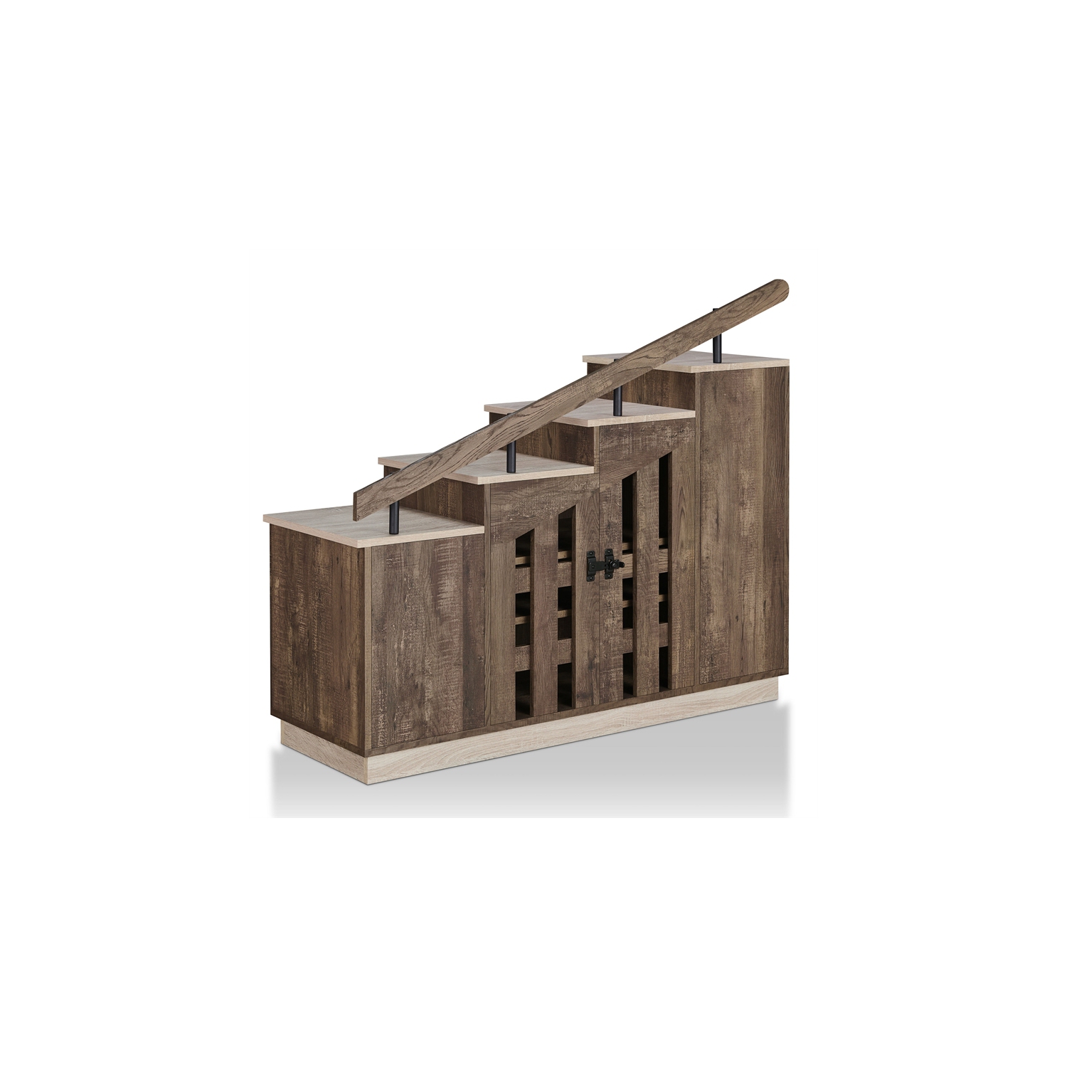 Furniture of America Barstead Wood Staircase Shoe Cabinet in Reclaimed Oak