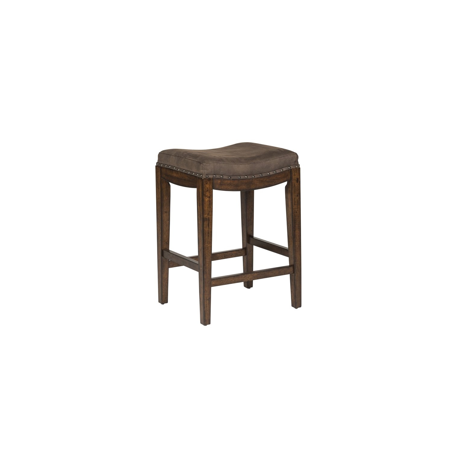 Pemberly Row Traditional Wood Barstool in Medium Brown