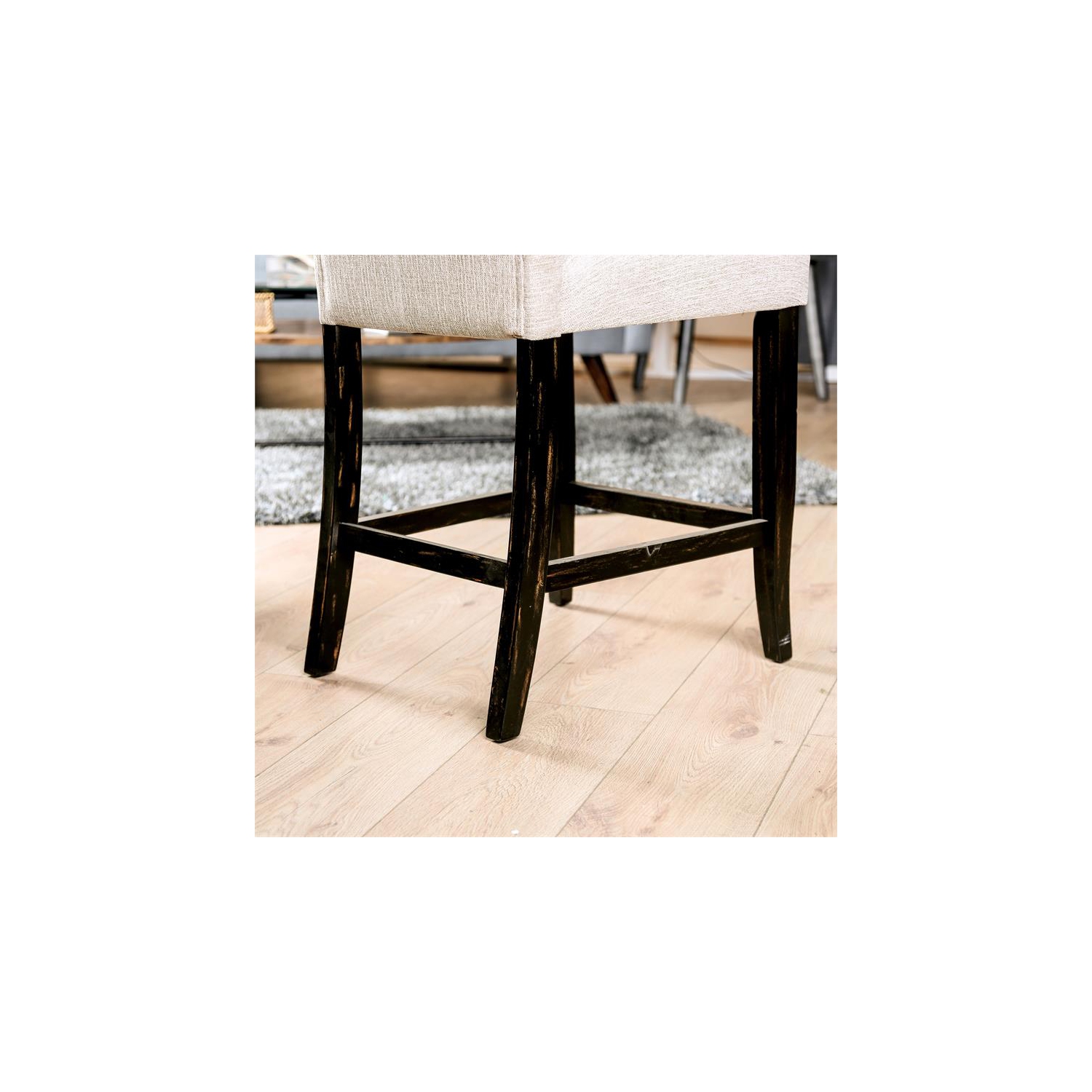 Furniture of America Landon Fabric Tufted Pub Chairs in Ivory