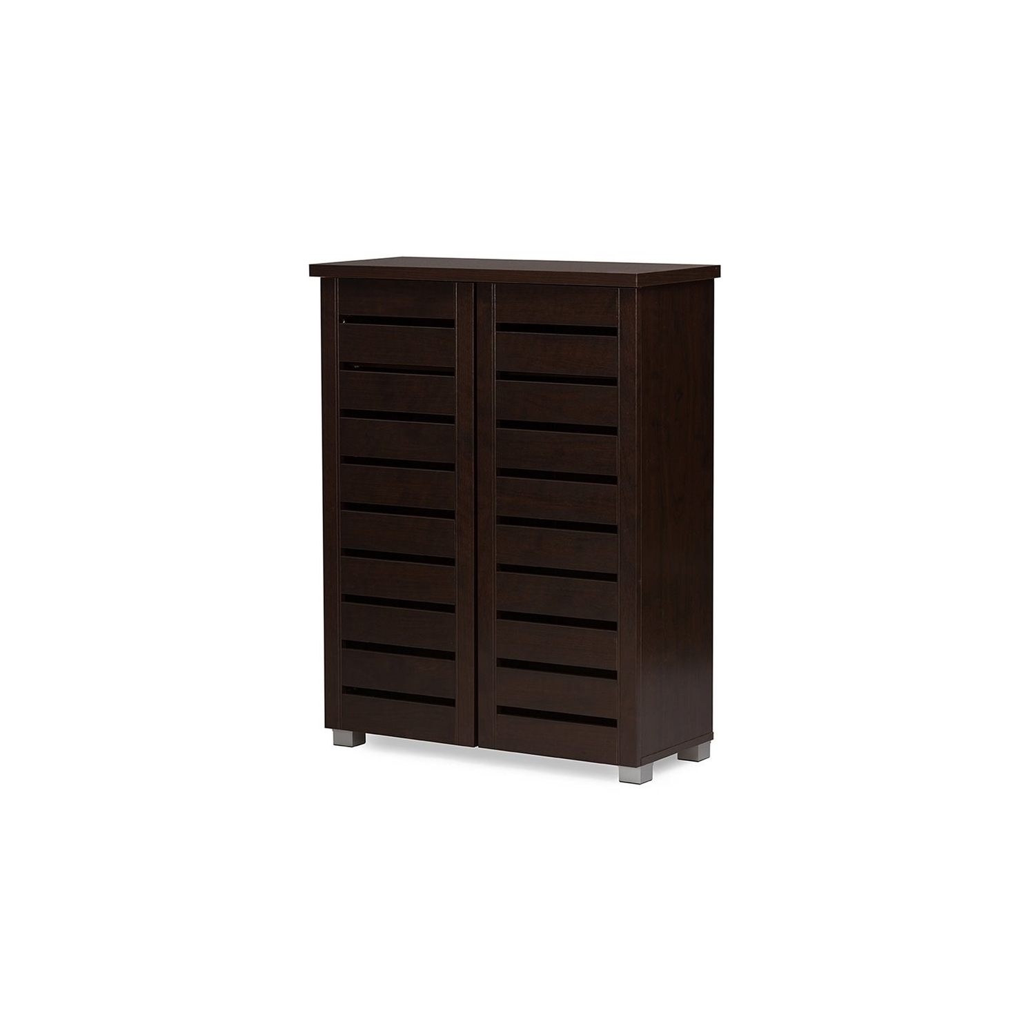 Bowery Hill 2 Door Shoe Cabinet in Dark Brown