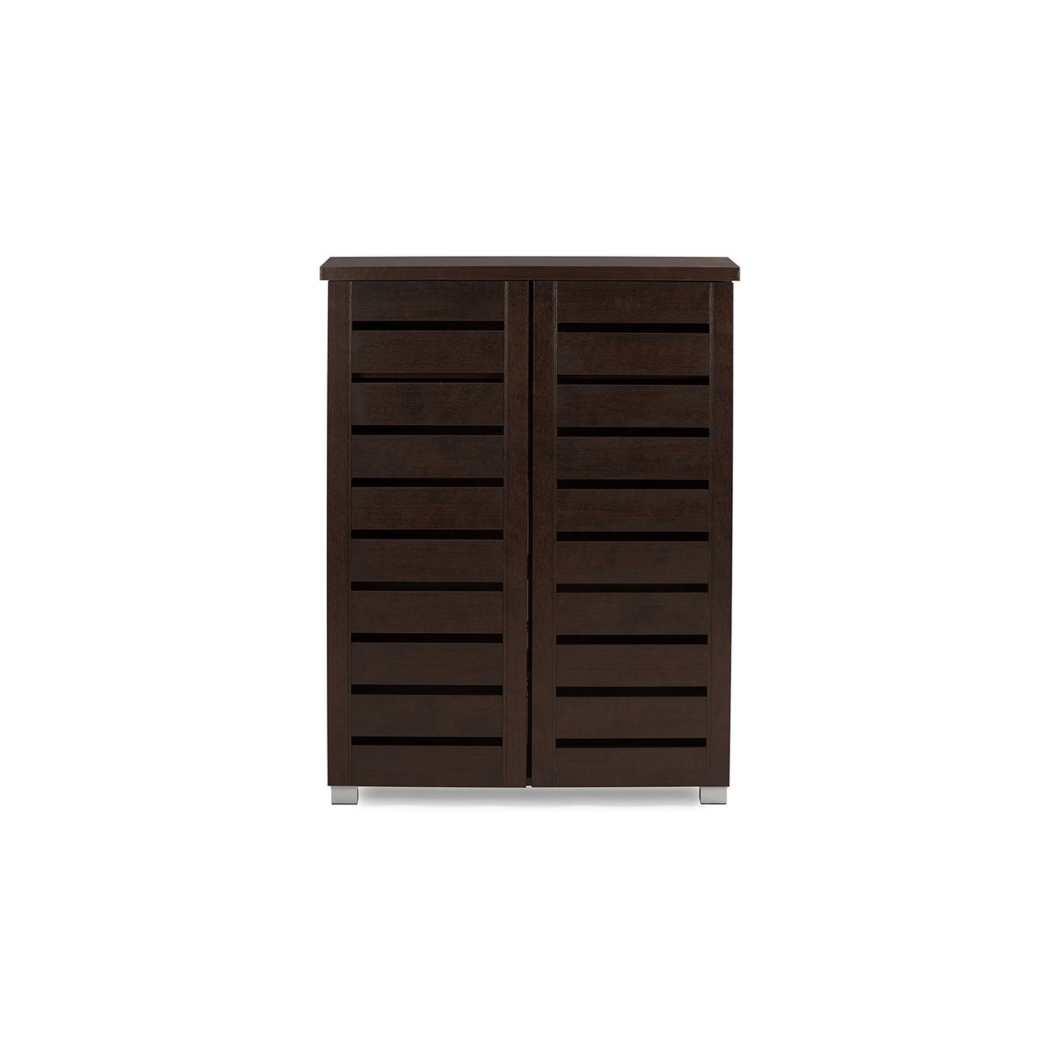 Bowery Hill 2 Door Shoe Cabinet in Dark Brown