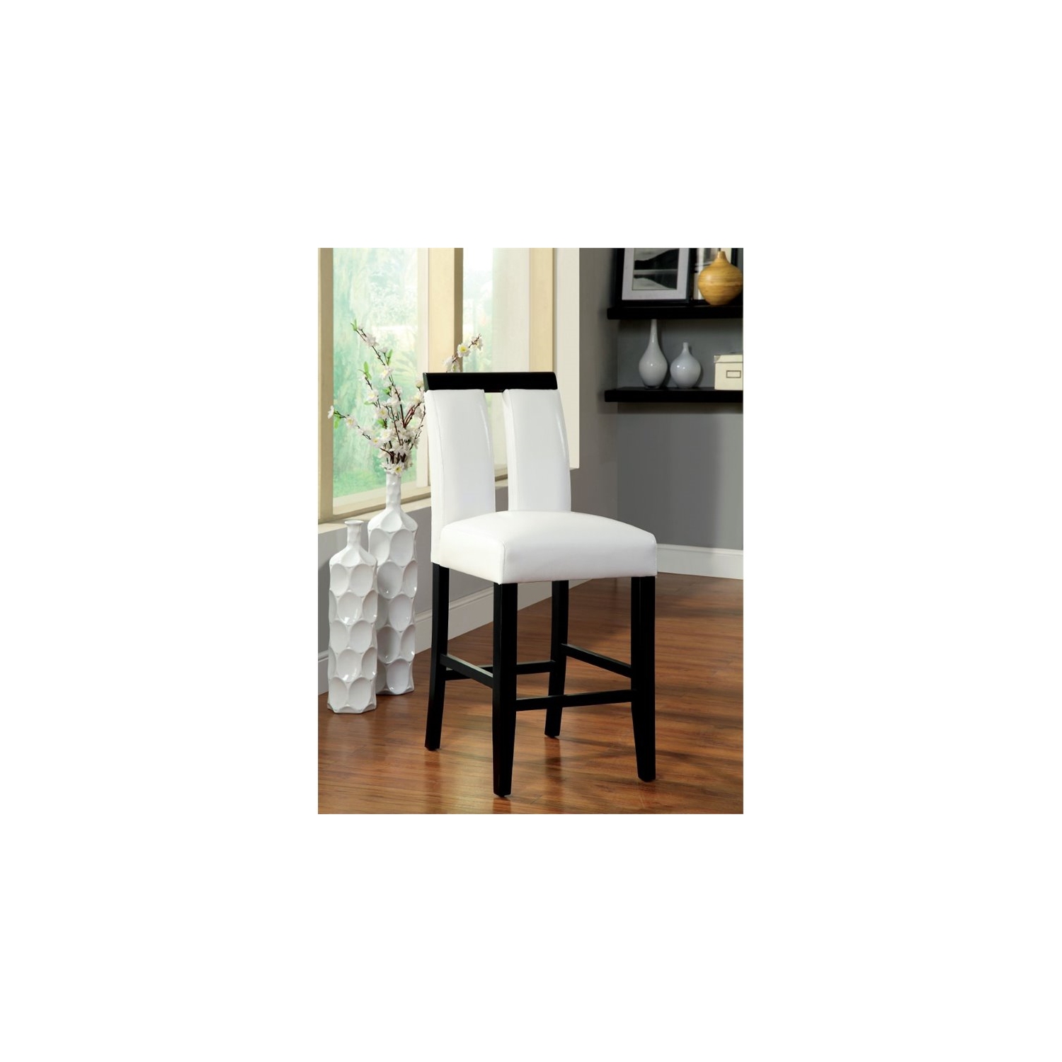 Tabouret de comptoir contemporain 27 po en similicuir blanc Bowery Hill