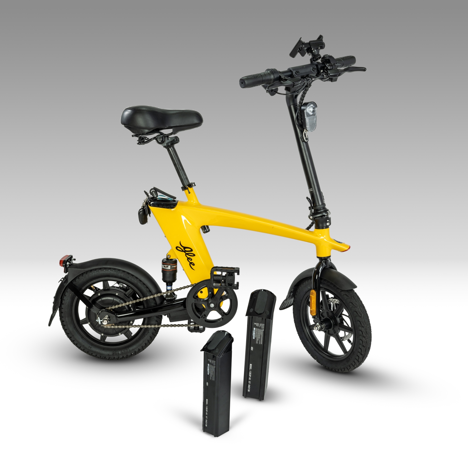 Glee eBikes Super Deal 2 x 48v 7.5ah Swappable Batteries 75km = 150 km /400w/32kmh Top Speed/3 Cycling Modes/+ Electronic In-frame Anti Theft / Electronic Stop and Start Controlled by FOB's (Yellow)