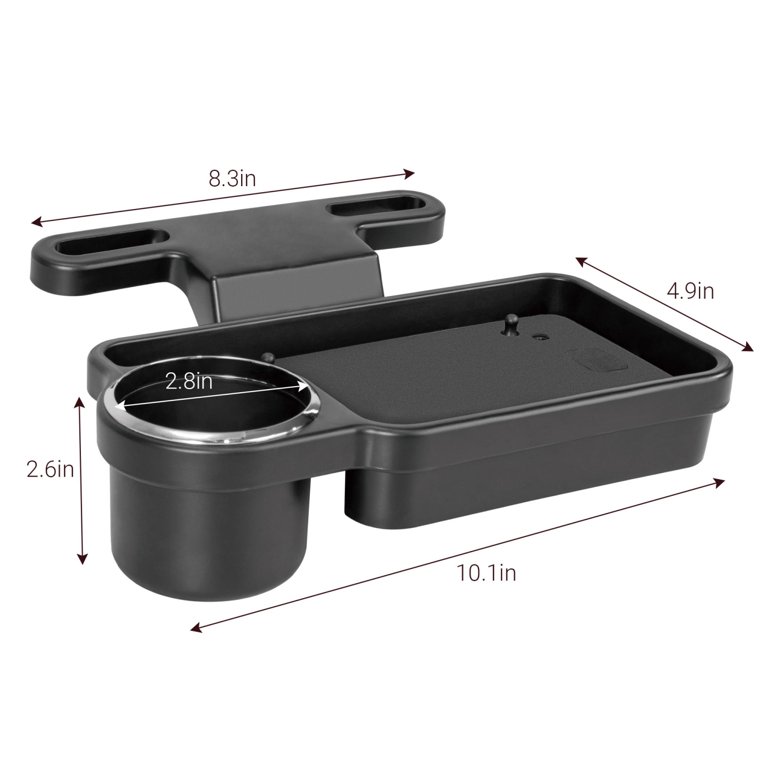 Plateau d'appui-tête de voiture pliable multifonction avec porte-gobelet pour nourriture, collations, clés, téléphone, noir - PrimeCables®