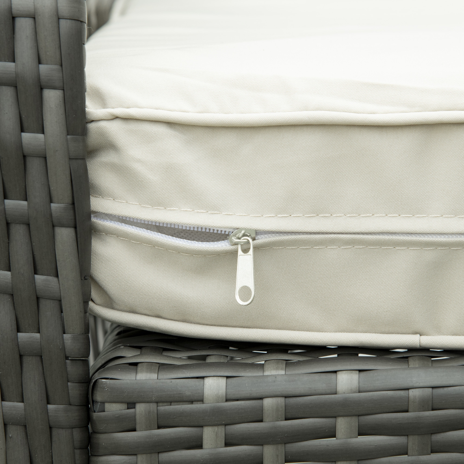 Chaise berçante en rotin Outsunny, chaise berçante de patio en osier avec coussins épais, pour porche de jardin, kaki