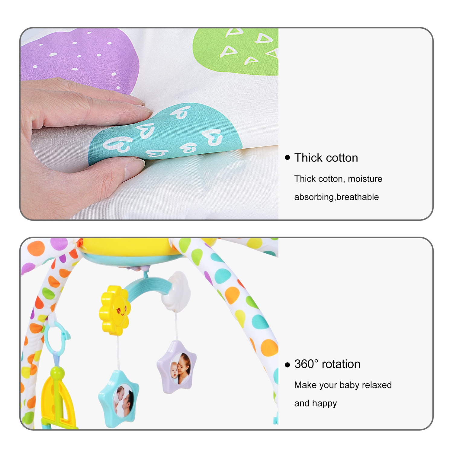 5 in 1 Baby Activity Gym Playmat, Baby Kick & Play Mat with Star Projector, Hanging Toys and Piano, 93 x 91 x 61CM