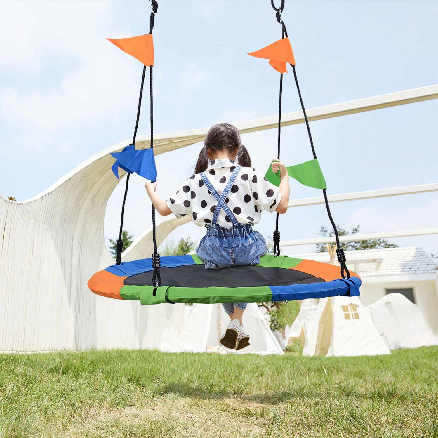 Balançoire d'arbre pour enfants avec corde réglable de 40 po pour pique-nique à la maison en plein air, tissu Oxford 600D - LIVINGbasics®