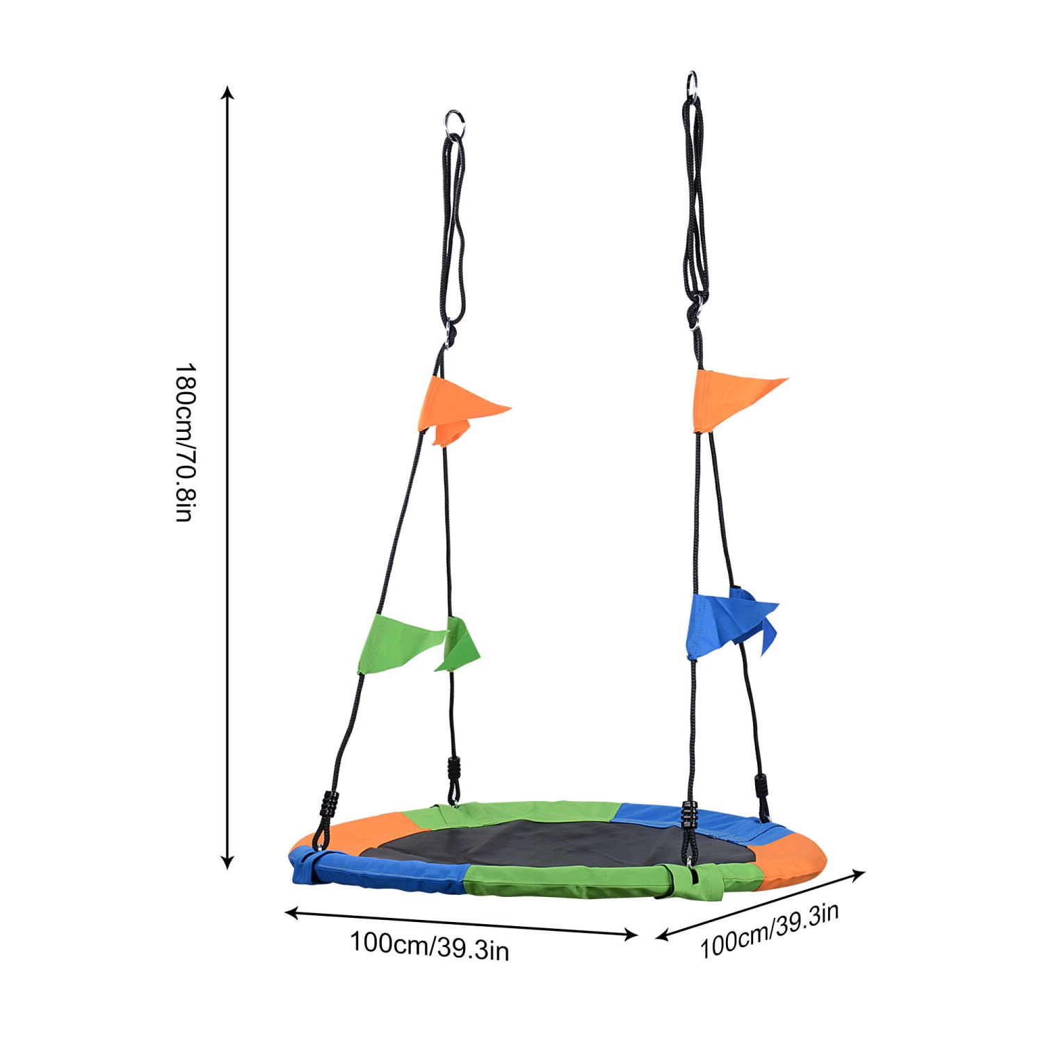Balançoire d'arbre pour enfants avec corde réglable de 40 po pour pique-nique à la maison en plein air, tissu Oxford 600D - LIVINGbasics®