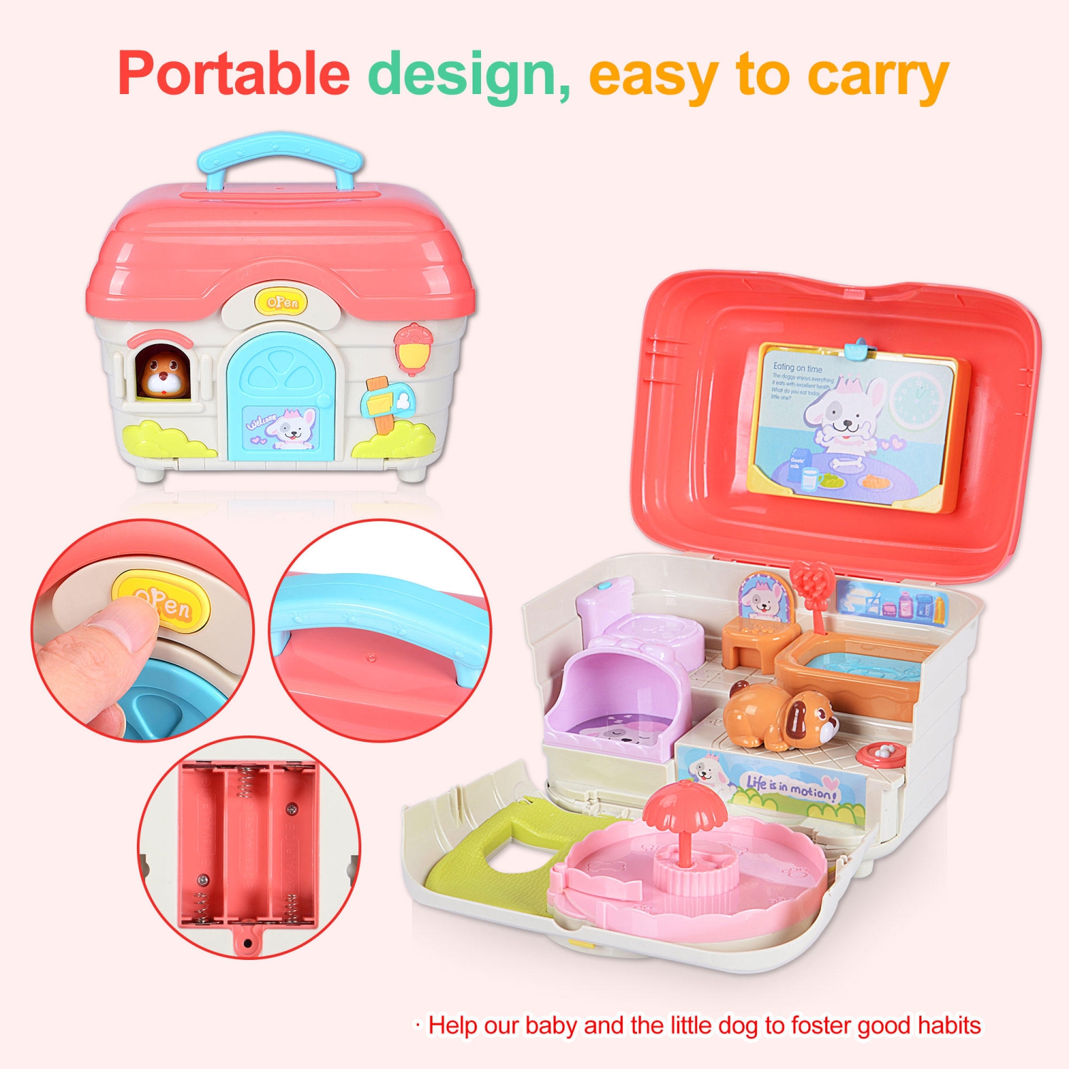 Maison pour chien musicale pour enfants, jouets interactifs pour animaux de compagnie de ToddlerPretend