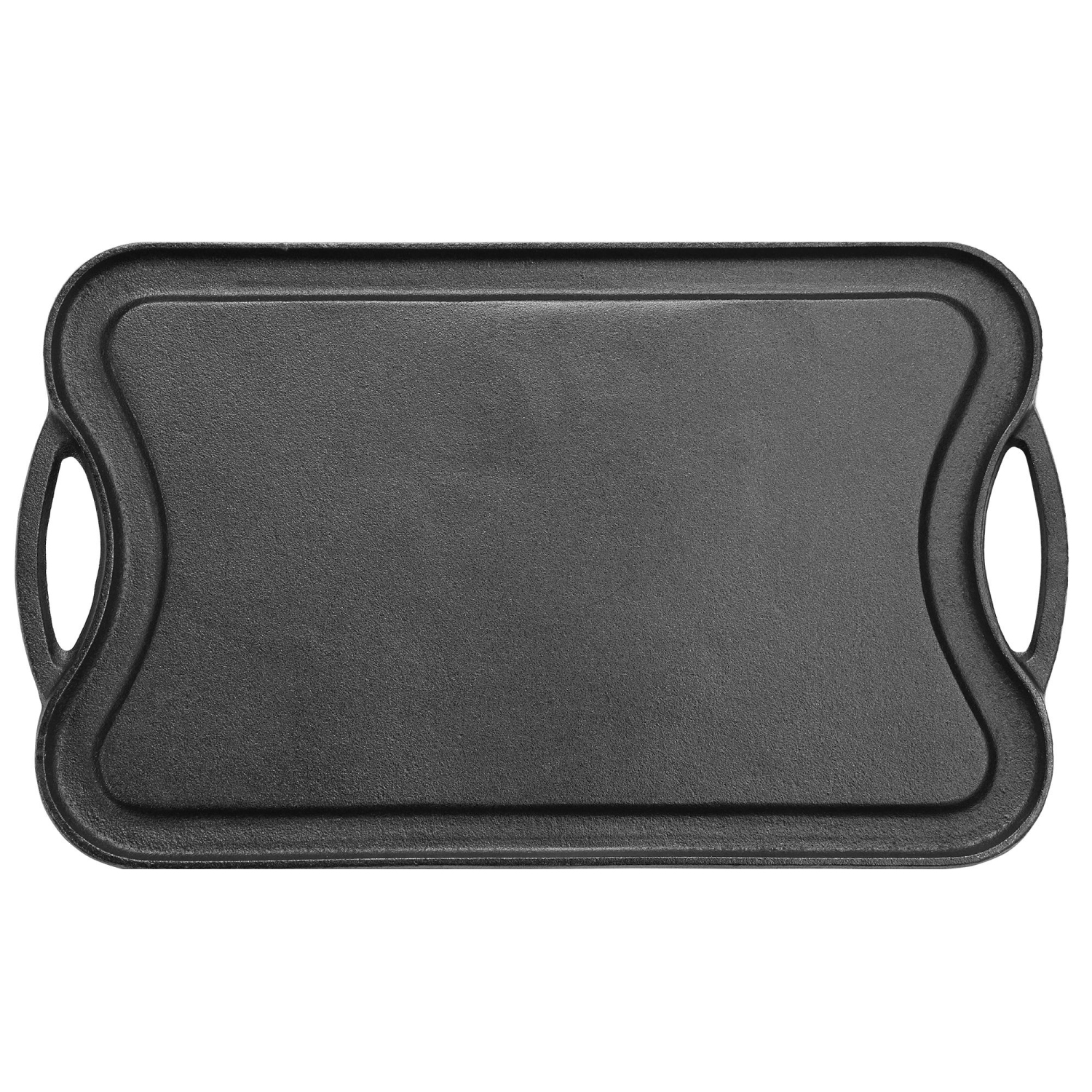 Pre-Seasoned Cast Iron Reversible Grill Pan Reversible Kitchen Griddle Plate with Handles, 16.5" x 9.9" x 0.8"