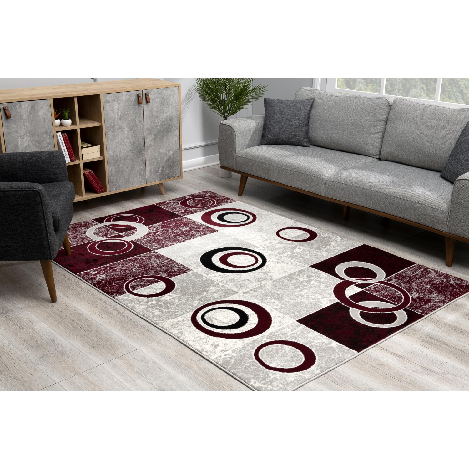 Rug Branch Shiki Contemporary Abstract Red/Grey Indoor Area Rug