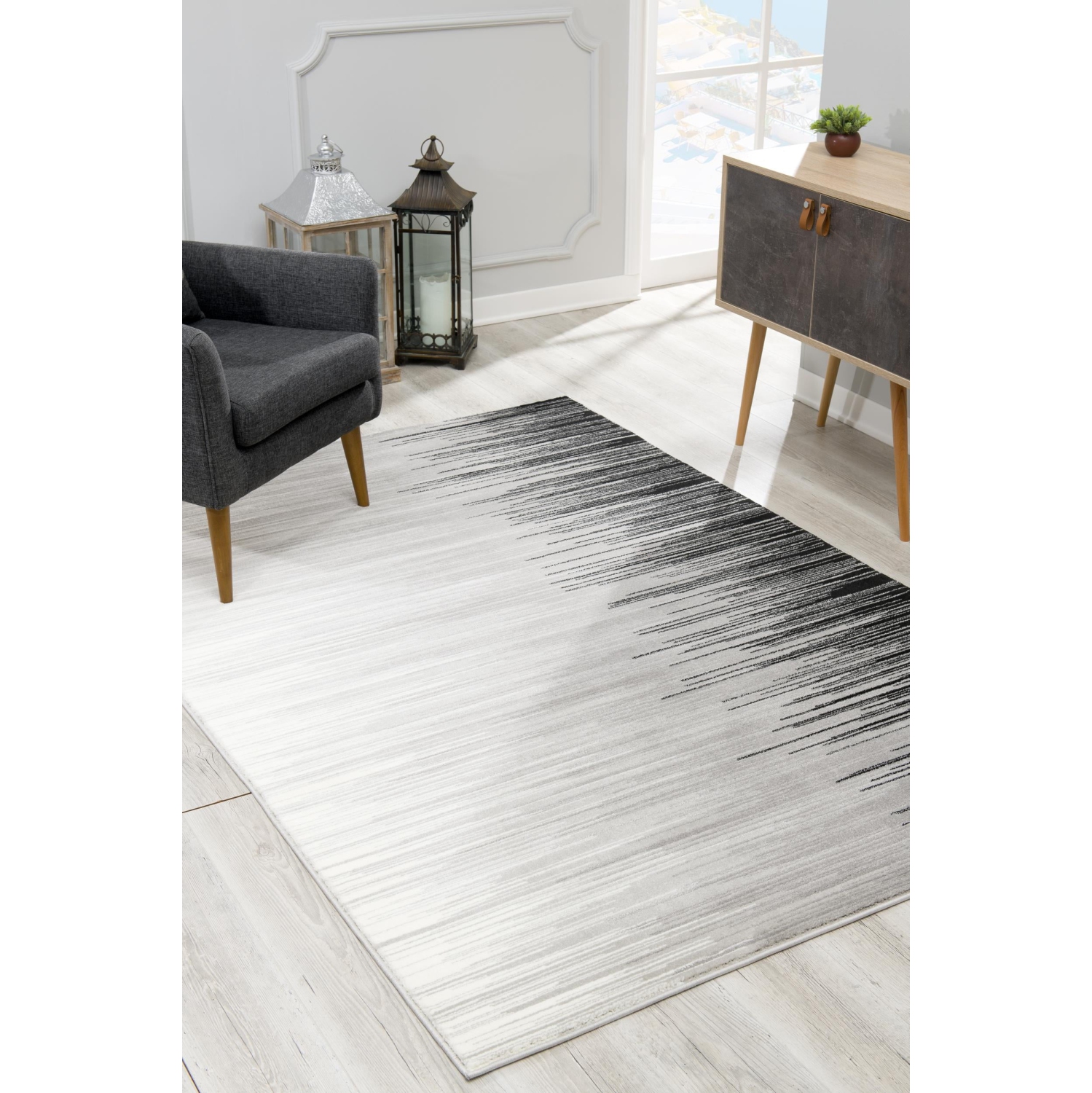 Rug Branch Ombra Contemporary Abstract Black/Grey Indoor Area Rug
