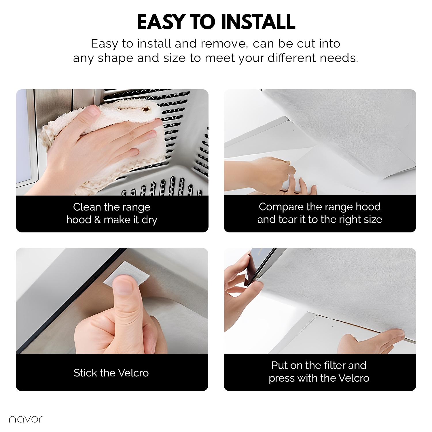 navor 10m Roll Range Hood Filter Paper Nonwoven Fabric Flame Retardant Material Oil Proof Sheets (White)