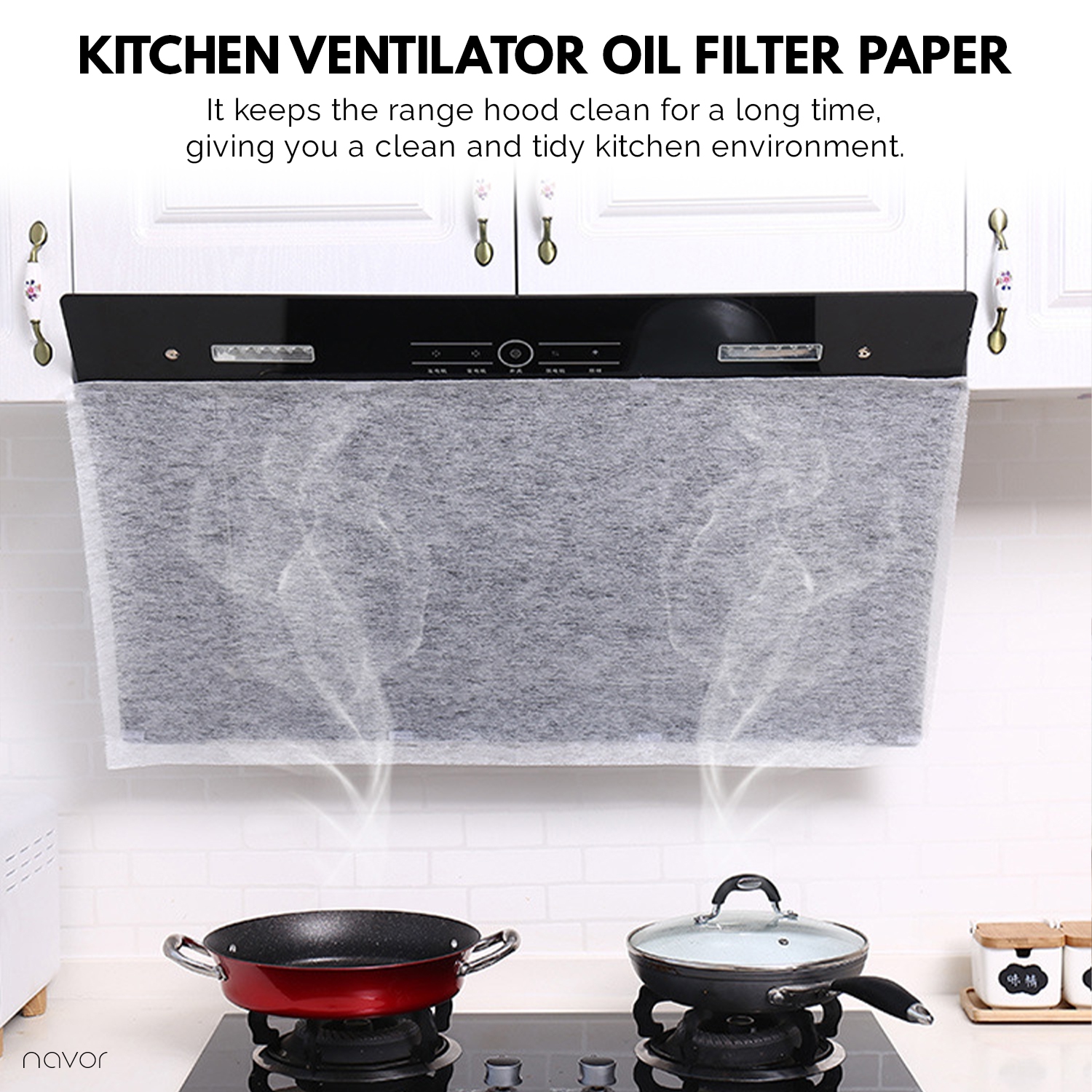 navor 10m Roll Range Hood Filter Paper Nonwoven Fabric Flame Retardant Material Oil Proof Sheets (White)