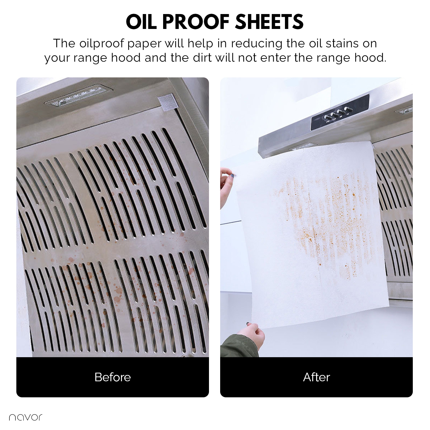 navor 10m Roll Range Hood Filter Paper Nonwoven Fabric Flame Retardant Material Oil Proof Sheets (White)