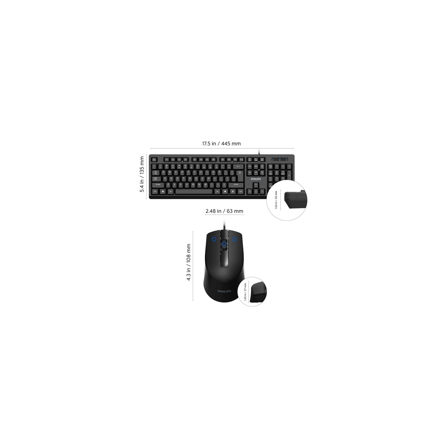 Philips C234 USB Wired Keyboard & Mouse Combo_Black