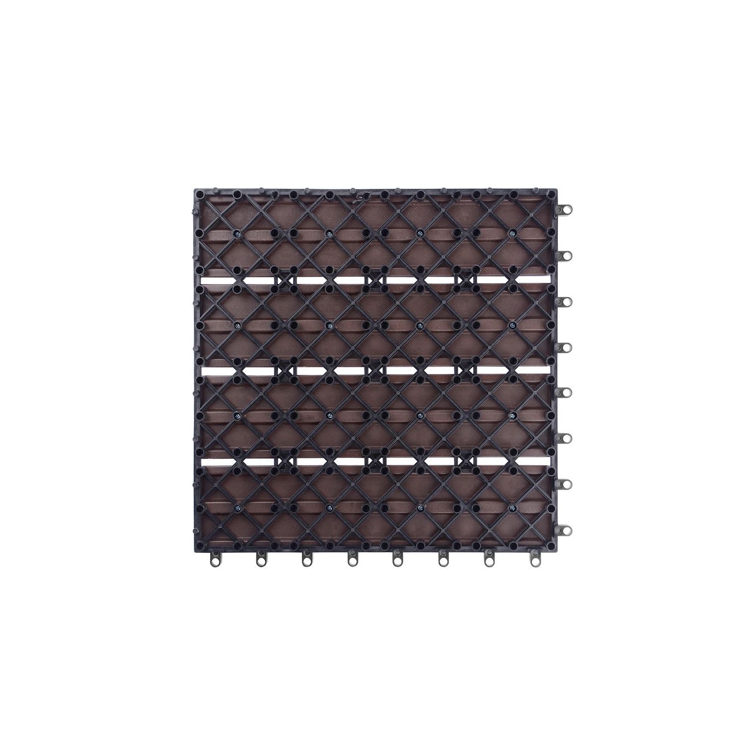 9 Pack Garden Balcony Deck Tiles, 12"x12" Wood Plastic Composite Patio Decking with 4-Slat Pattern Outdoor Flooring Decking for Patio Garden Porch