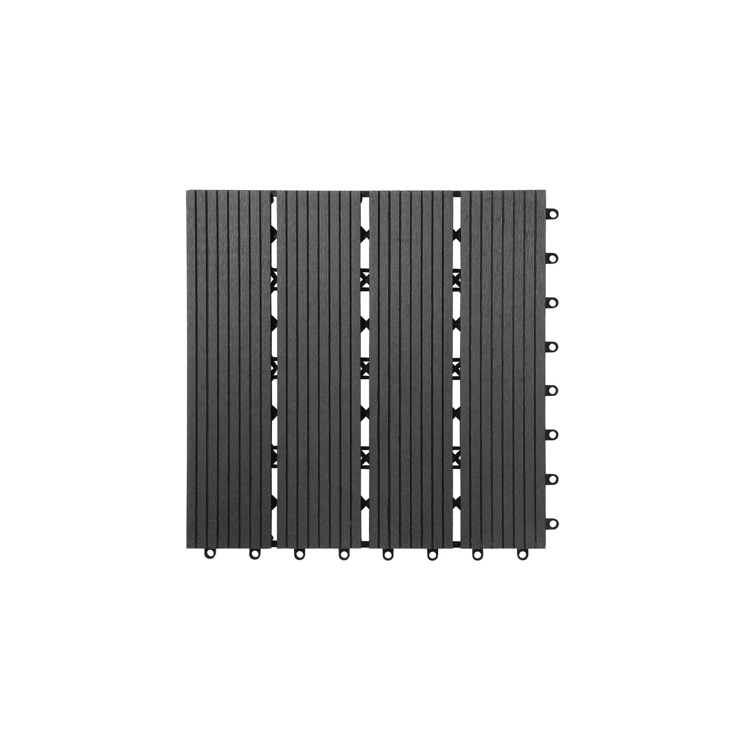 9 Pack Garden Balcony Deck Tiles, 12"x12" Wood Plastic Composite Patio Decking with 4-Slat Pattern Outdoor Flooring Decking for Patio Garden Porch