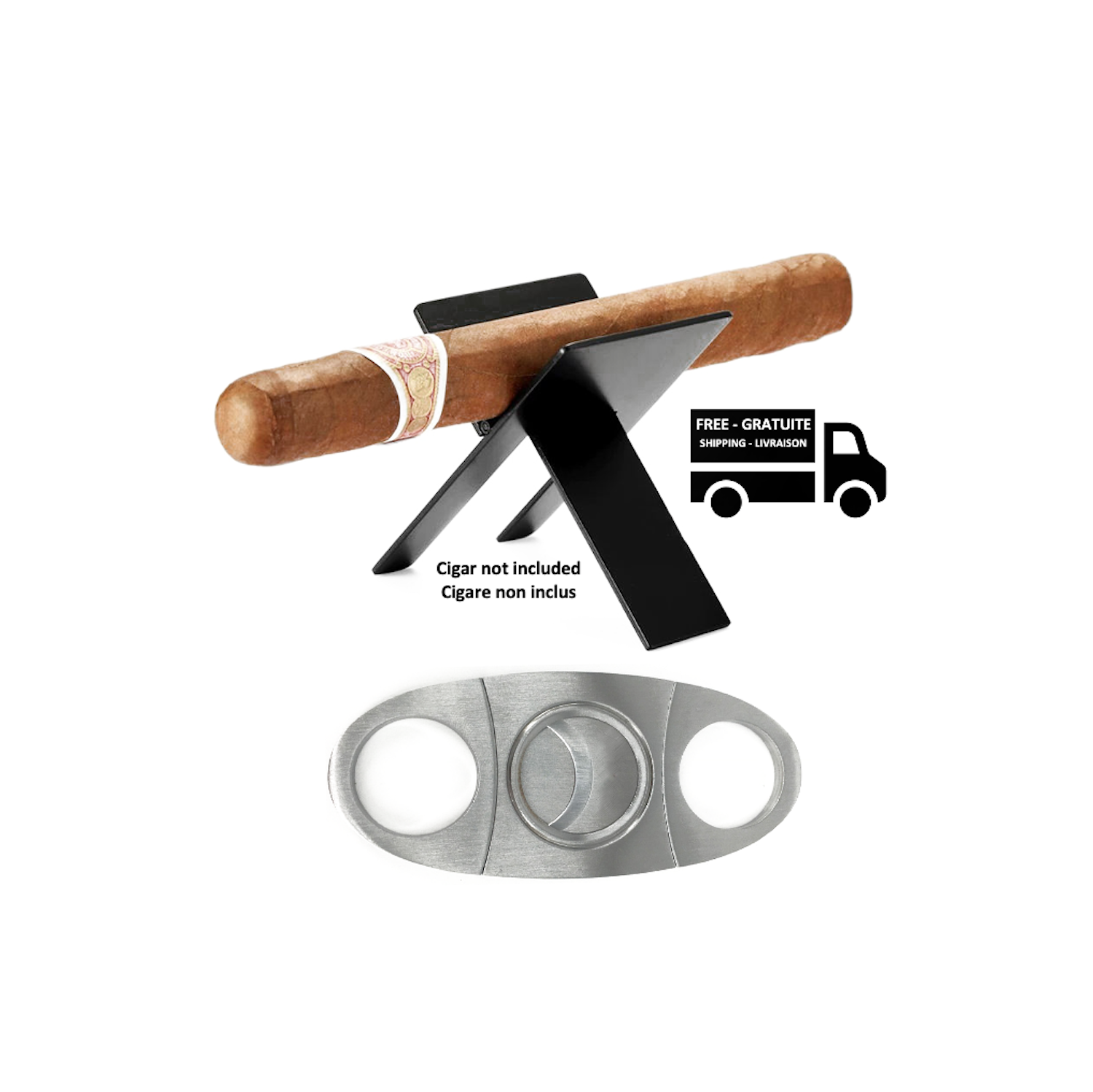 Stimula Lifestyle Cigar Stand & Cutter Gift Set Kit Great for Bar Lounge, Travel & Golf Great Stocking Stuffer