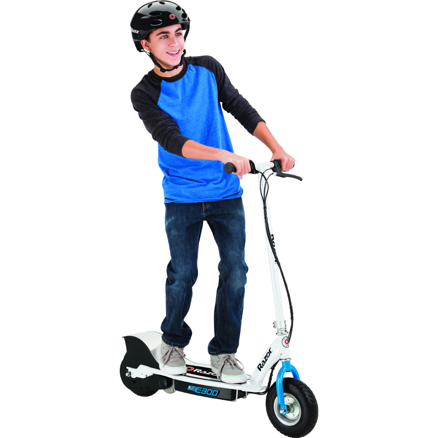 Razor E300 Electric Scooter White Blue