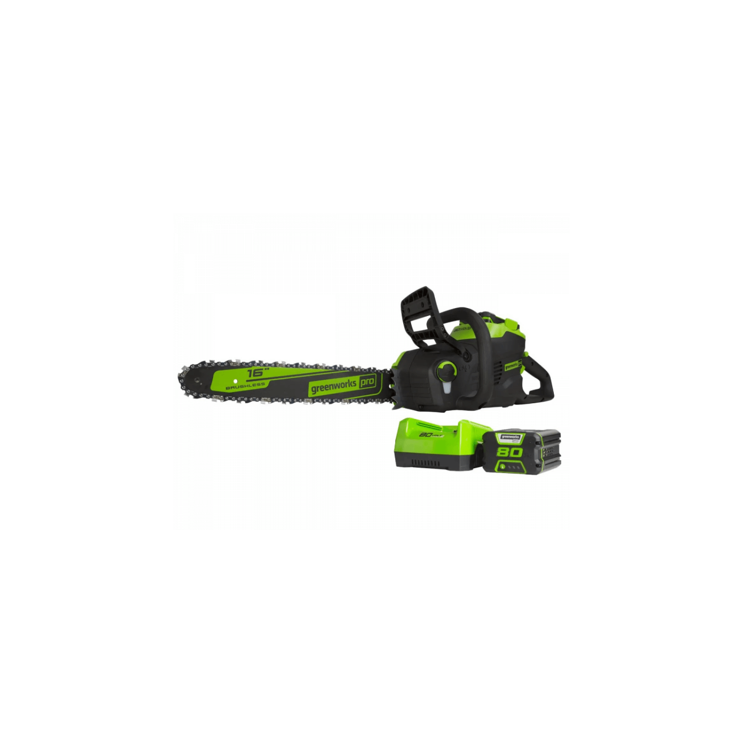 Scie à chaîne sans balais Greenworks PRO 80&nbsp;V de 16 po avec batterie de 2,0 Ah incluse CS80L211