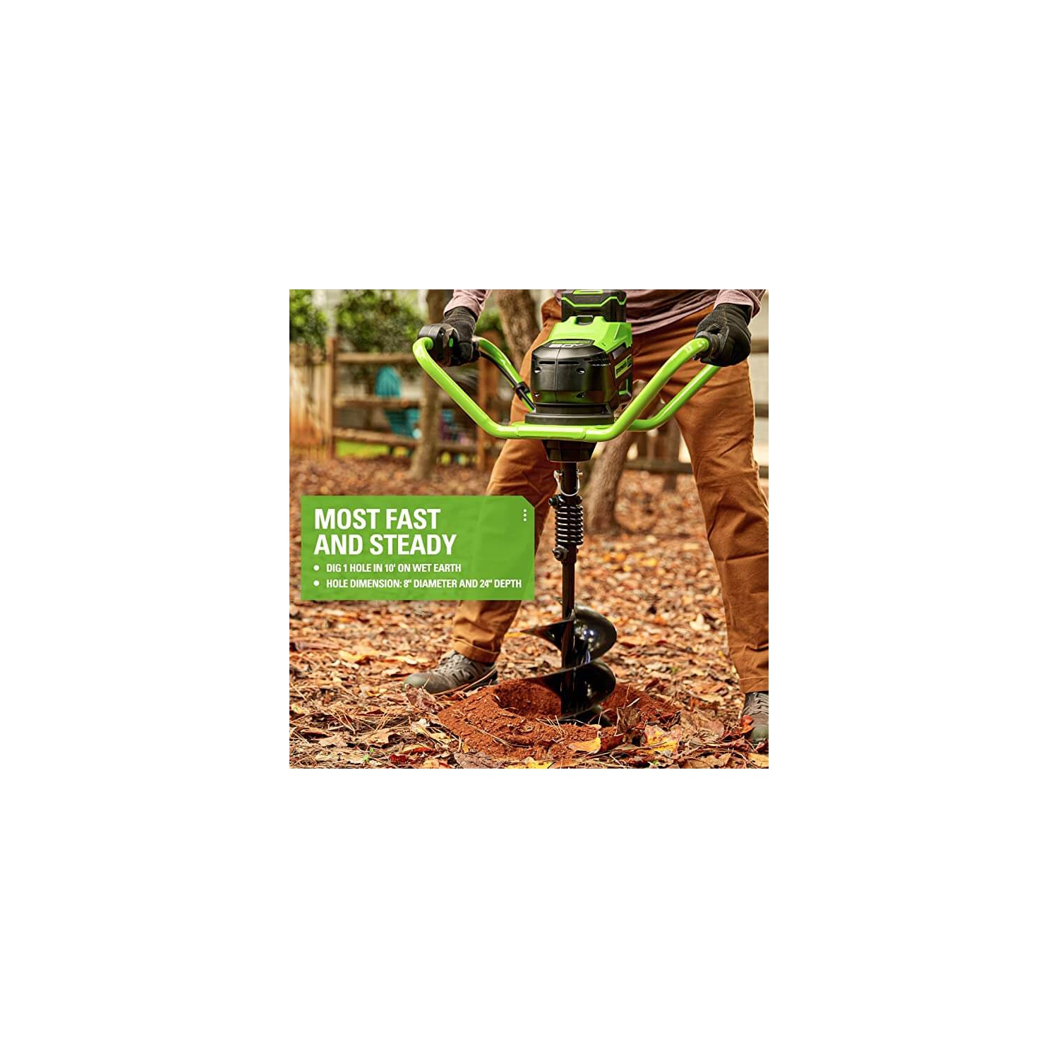 Tarière à terre Greenworks 80&nbsp;V, batterie et chargeur non inclus