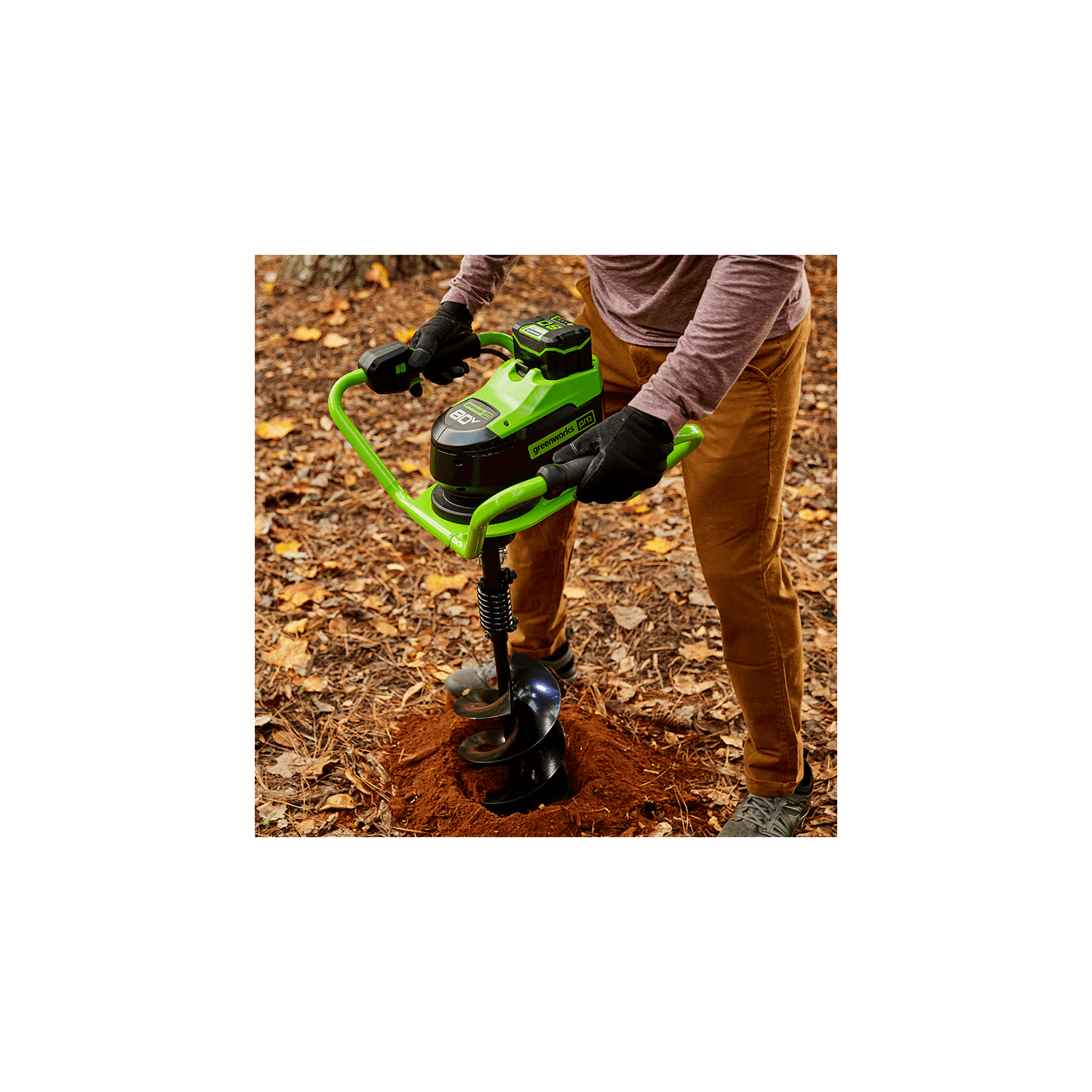 Tarière à terre Greenworks 80&nbsp;V, batterie et chargeur non inclus