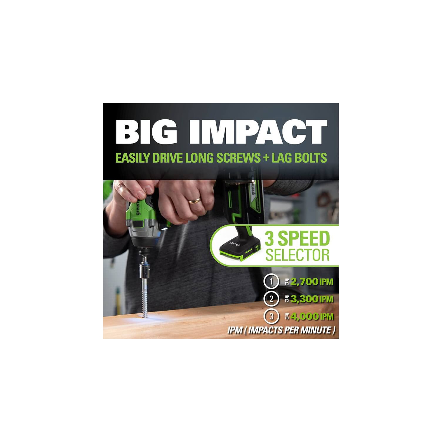 Greenworks G24V Brushless Impact Driver, Battery and Charger Not Included