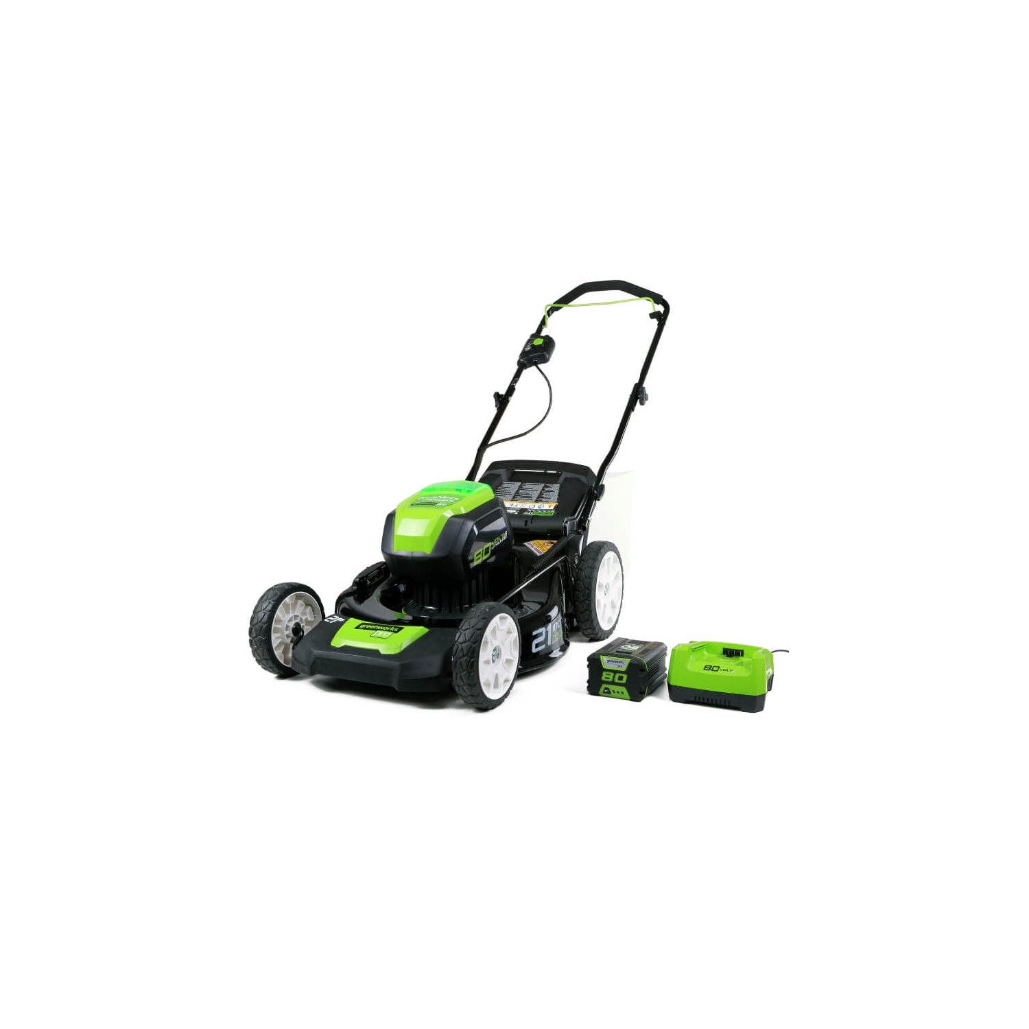 Greenworks 80V 21" Brushless Cordless Push Lawn Mower, (2) 2.0Ah Batteries and Charger Included [75+ Compatible Tools]