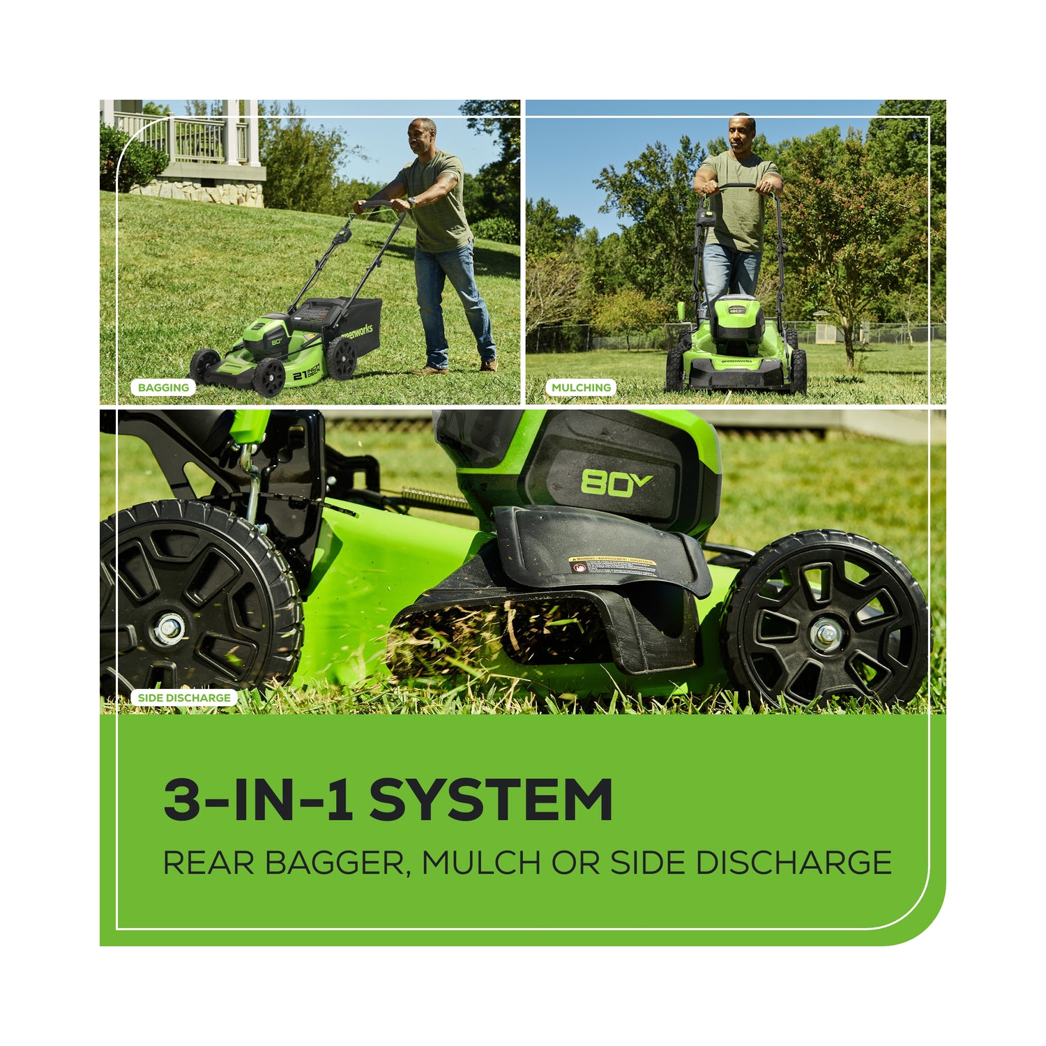 Tondeuse à pousser sans fil sans balais Greenworks 80&nbsp;V, 21 po, batterie 4,0&nbsp;Ah et chargeur inclus [75 outils compatibles et plus]