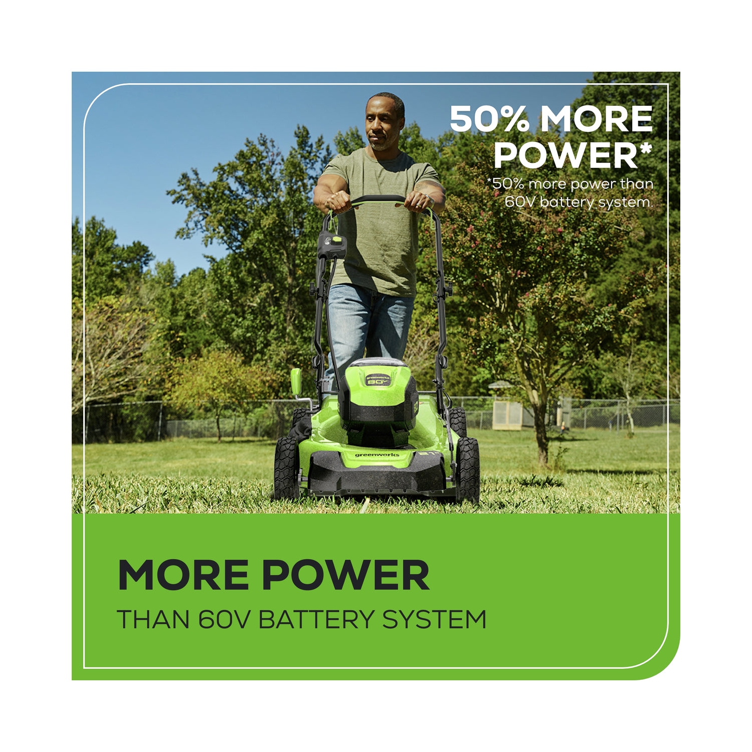 Tondeuse à pousser sans fil sans balais Greenworks 80&nbsp;V, 21 po, batterie 4,0&nbsp;Ah et chargeur inclus [75 outils compatibles et plus]
