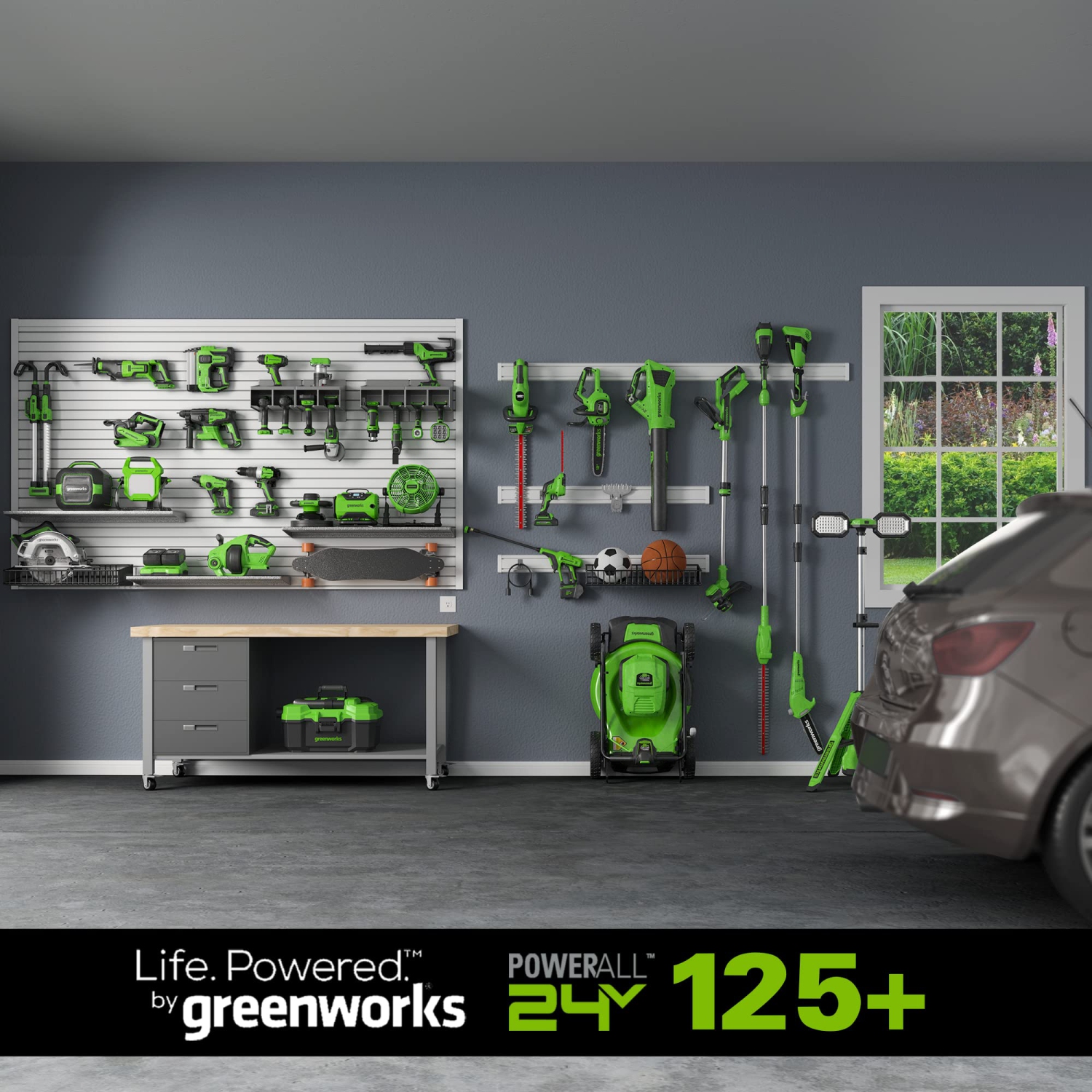Greenworks 48V 20" Brushless Push Mower, (2) 4Ah USB Batteries and 4A Dual Port Charger
