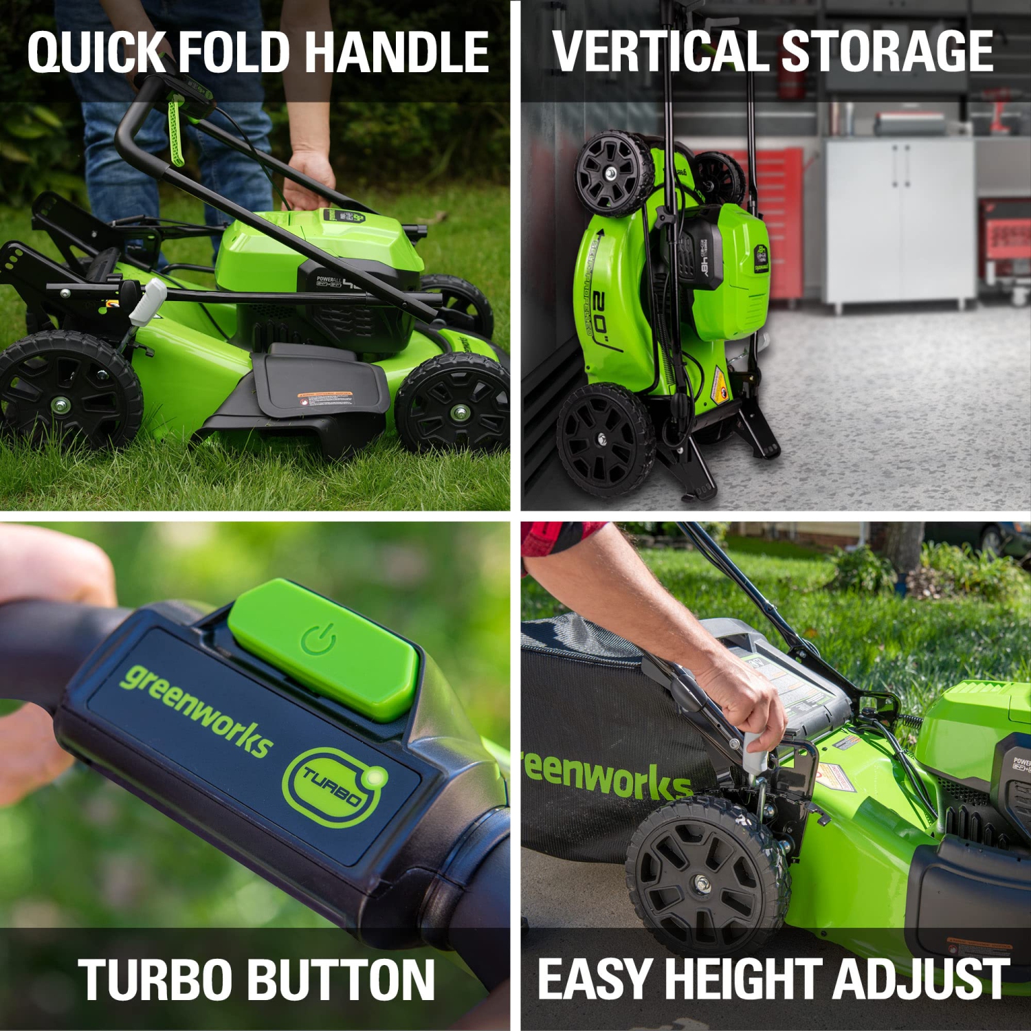 Greenworks 48V 20" Brushless Push Mower, (2) 4Ah USB Batteries and 4A Dual Port Charger