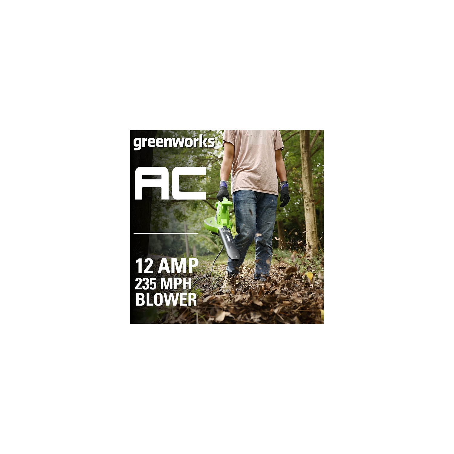 Aspirateur/souffleur à fil 12 A 230&nbsp;MpxH de Greenworks à 2 vitesses de 375 pi3/min