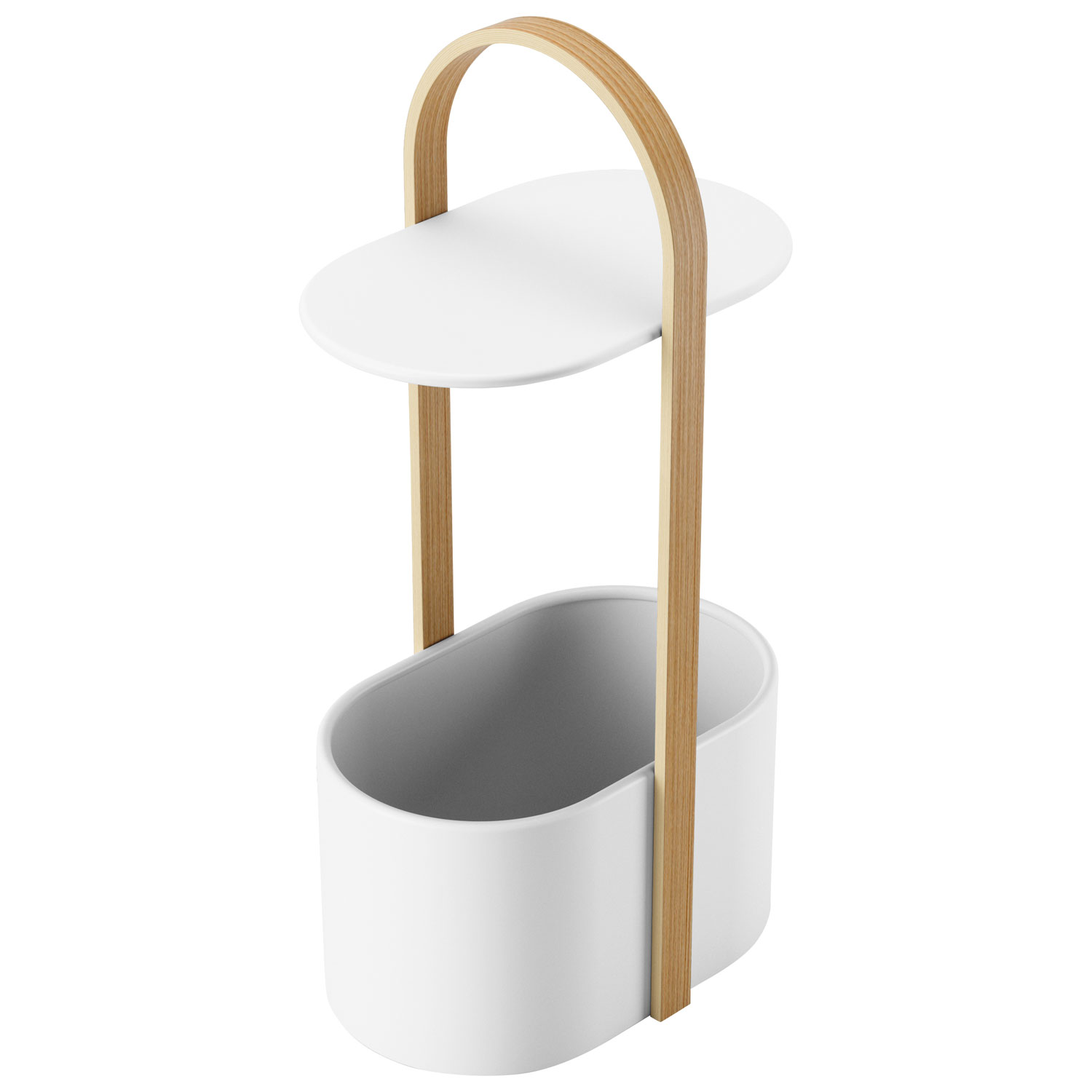 Table d'extrémité ovale moderne Bellwood - Blanc/Naturel