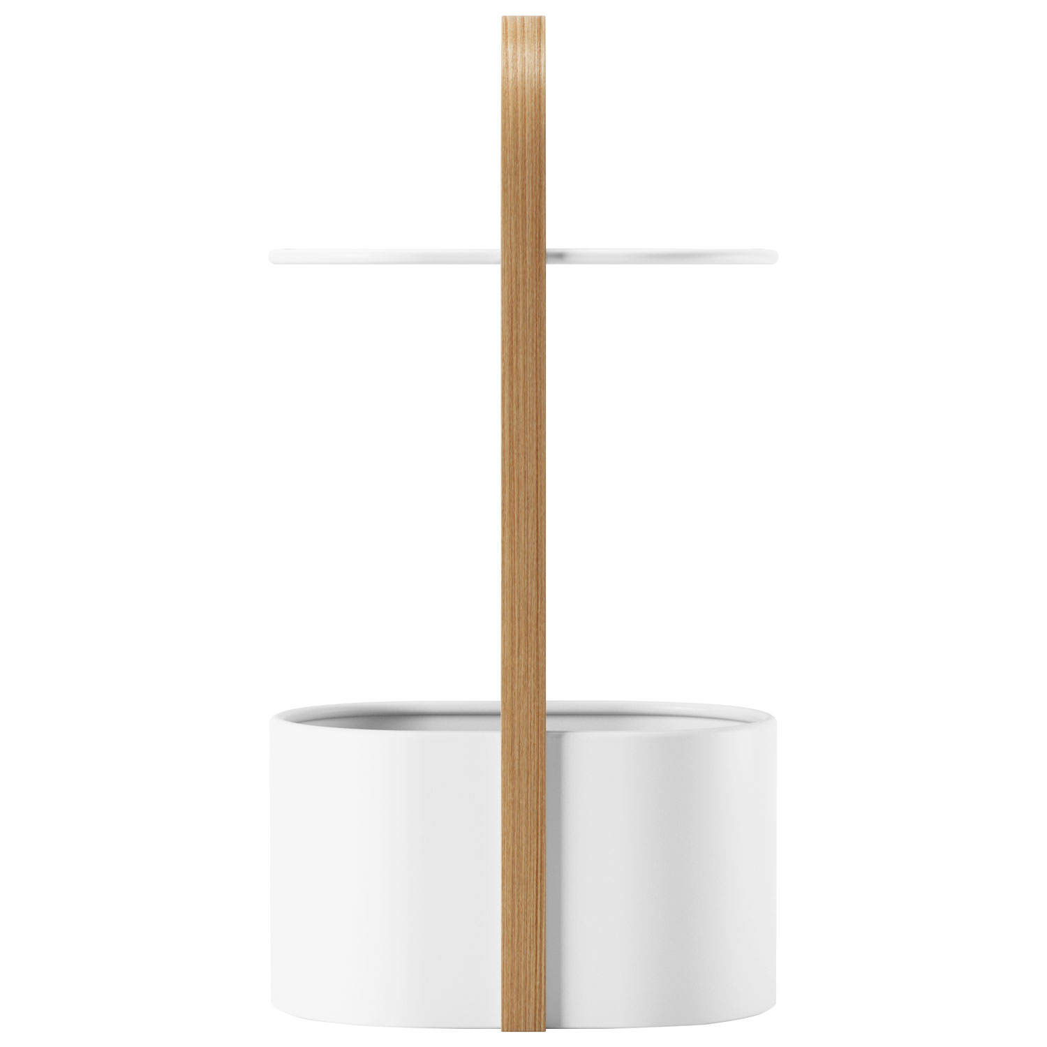 Table d'extrémité ovale moderne Bellwood - Blanc/Naturel