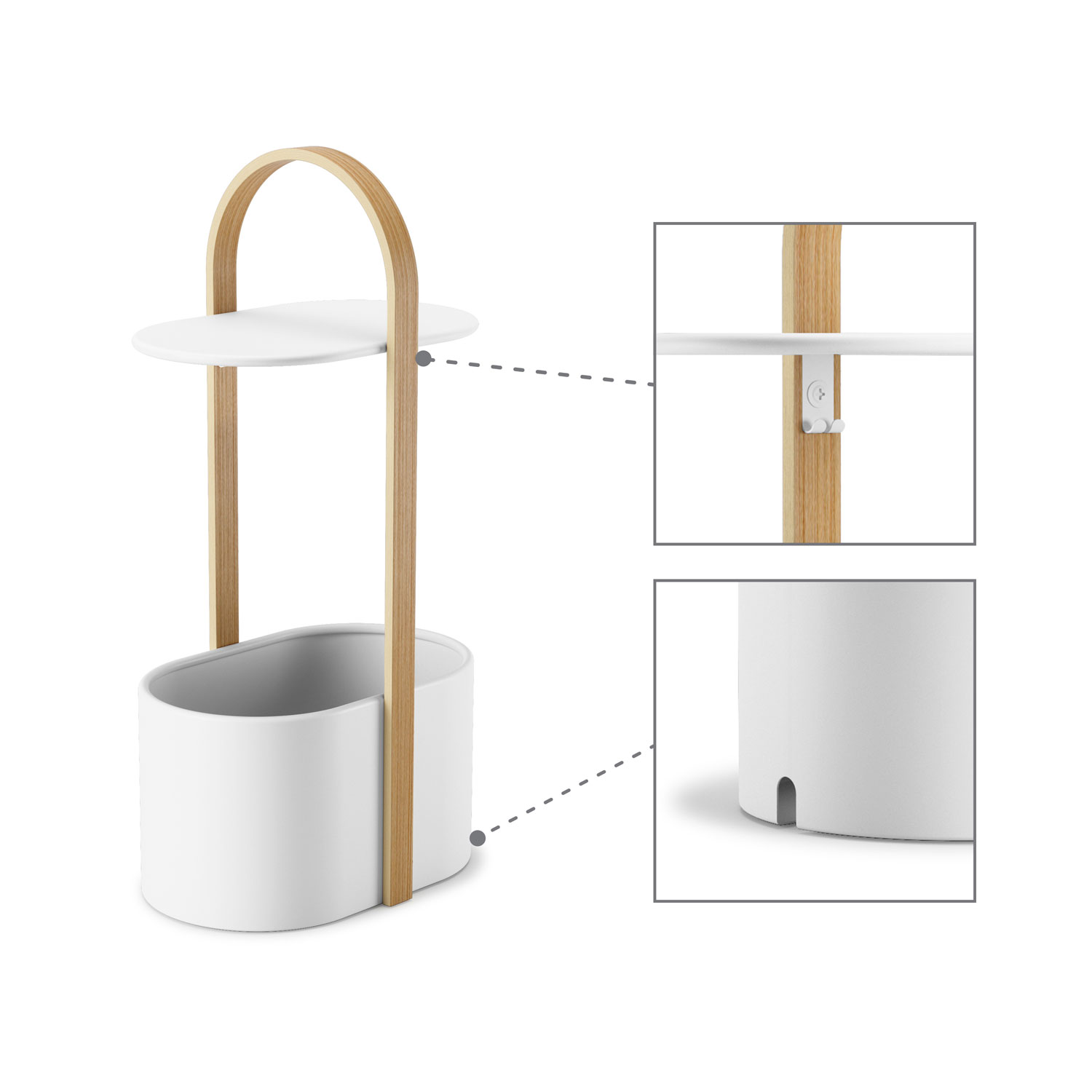 Table d'extrémité ovale moderne Bellwood - Blanc/Naturel