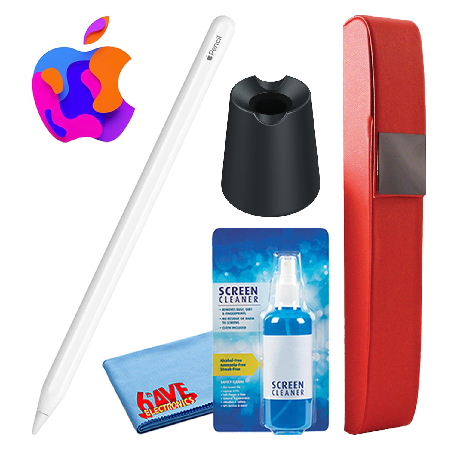 Apple Pencil Bundle with Hard Carry Case + Aluminum Stand (Black)