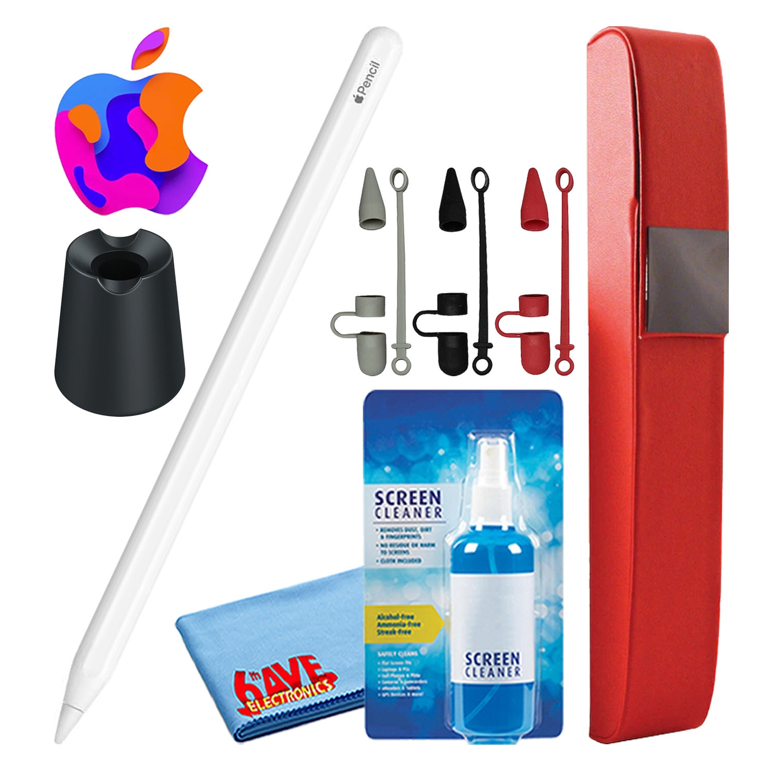 Apple Pencil avec couvercles + étui de transport rigide + support en aluminium (noir)