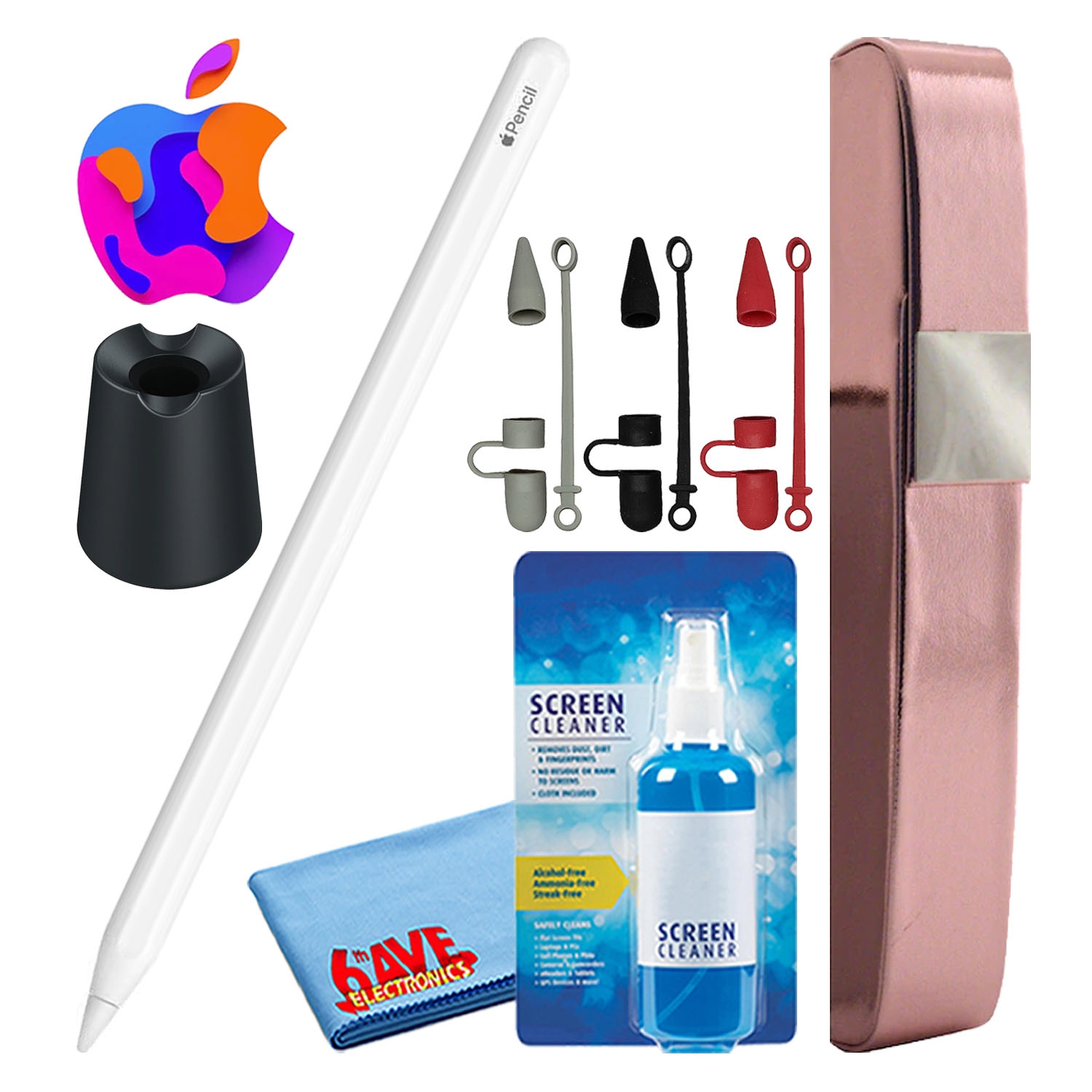 Apple Pencil avec couvercles + étui de transport rigide + support en aluminium (noir)