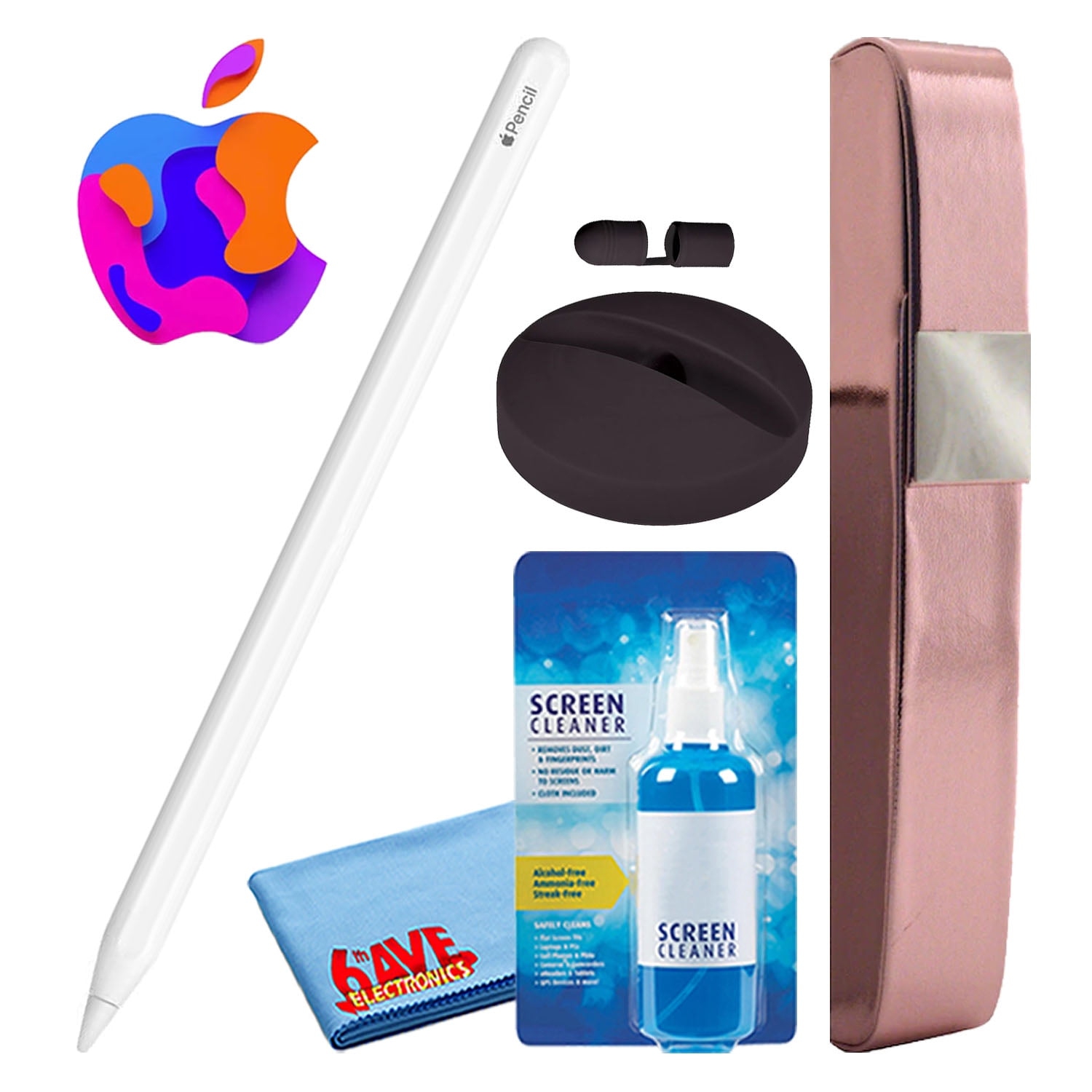 Apple Pencil Bundle with Hard Carry Case + Silicone Stand (Black)